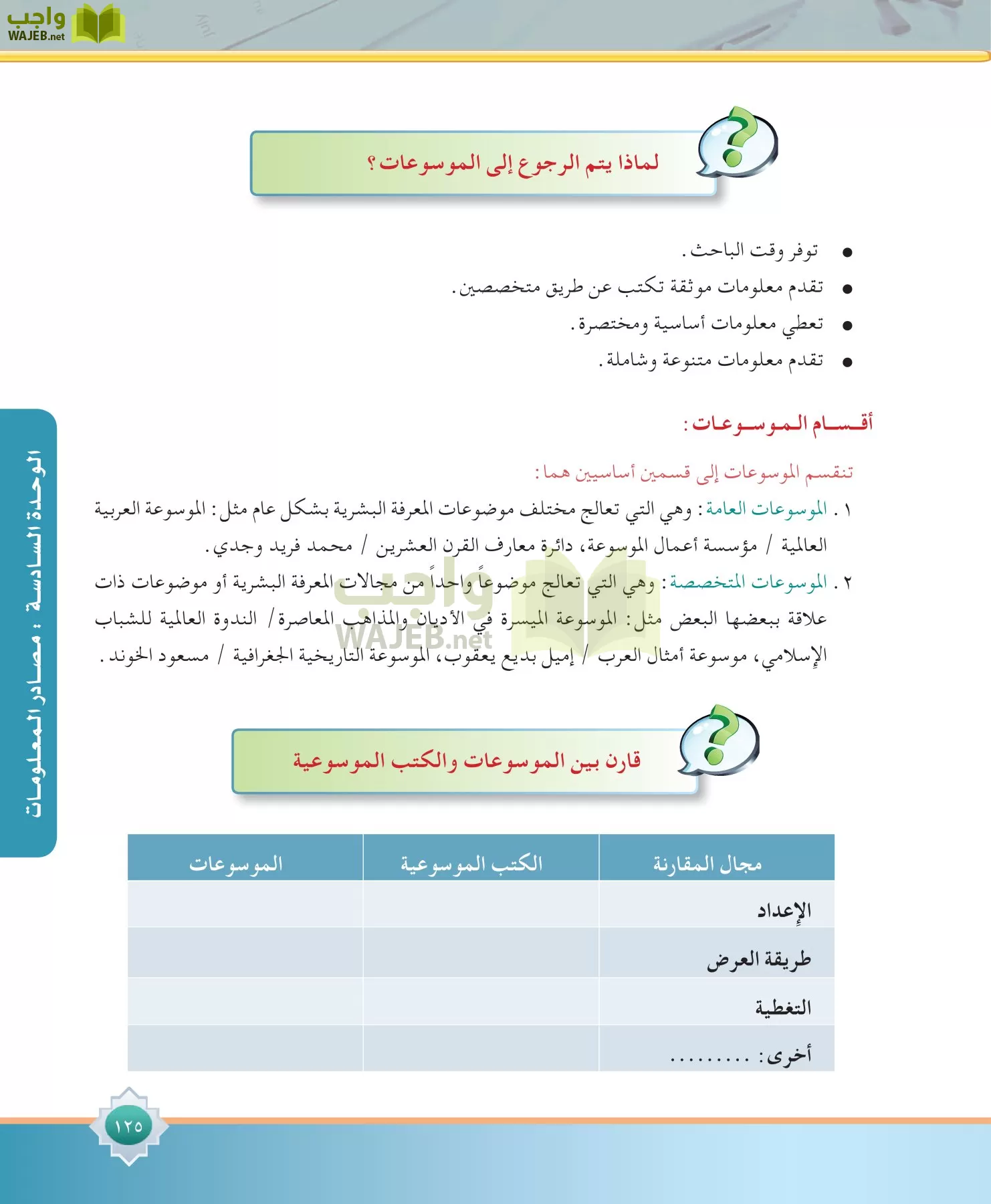مهارات البحث مصادر التعلم مقررات page-125