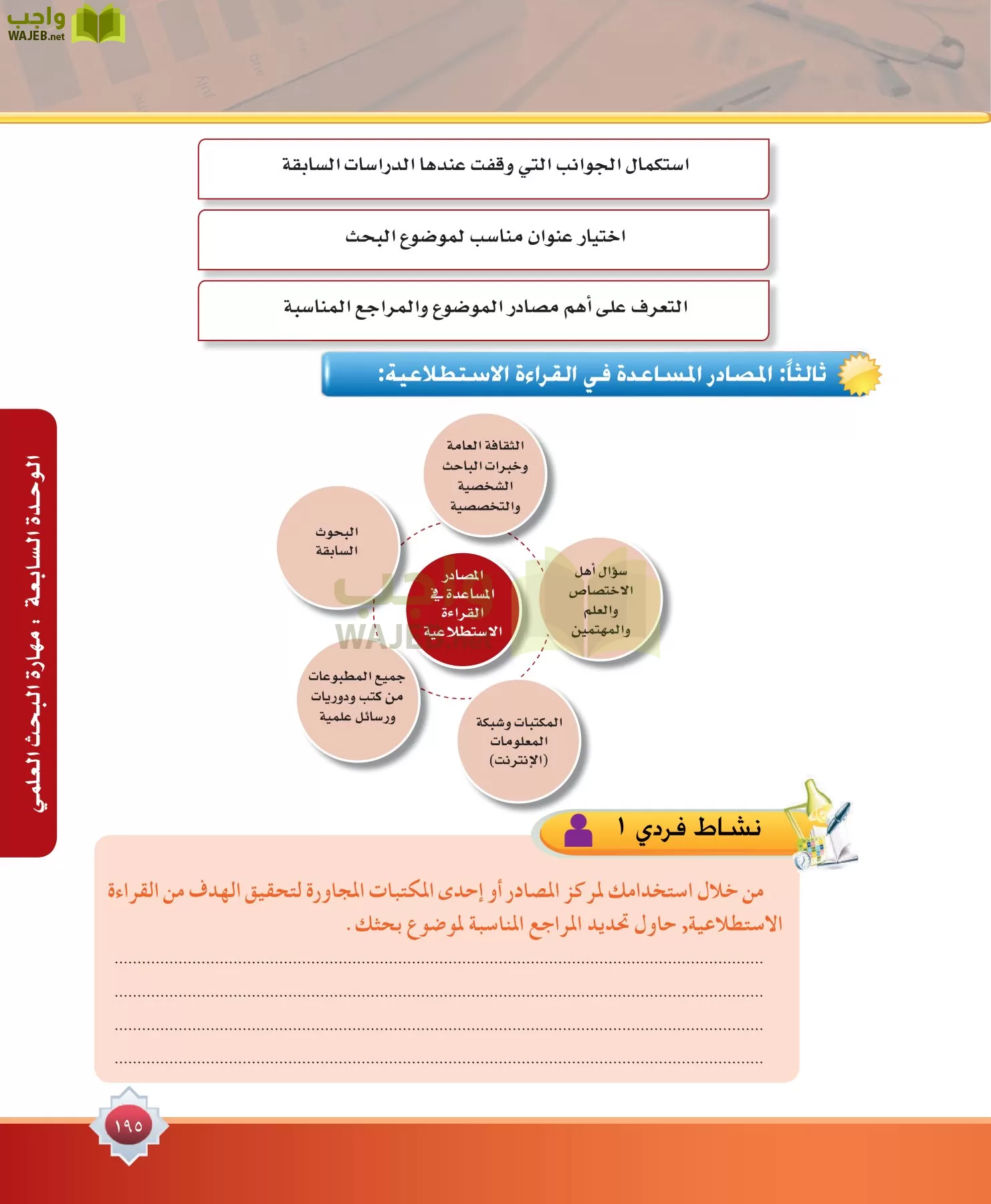 مهارات البحث مصادر التعلم مقررات page-195