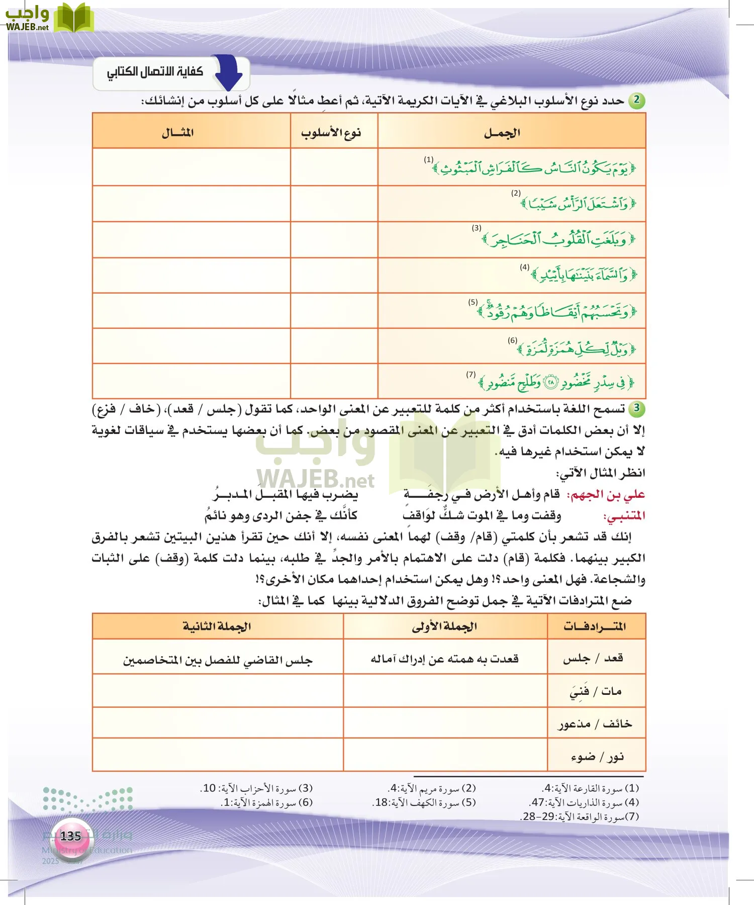 اللغة العربية 2 مقررات الكفايات اللغوية page-134