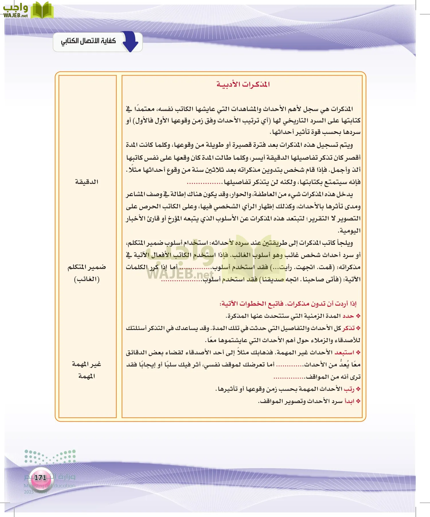 اللغة العربية 2 مقررات الكفايات اللغوية page-170