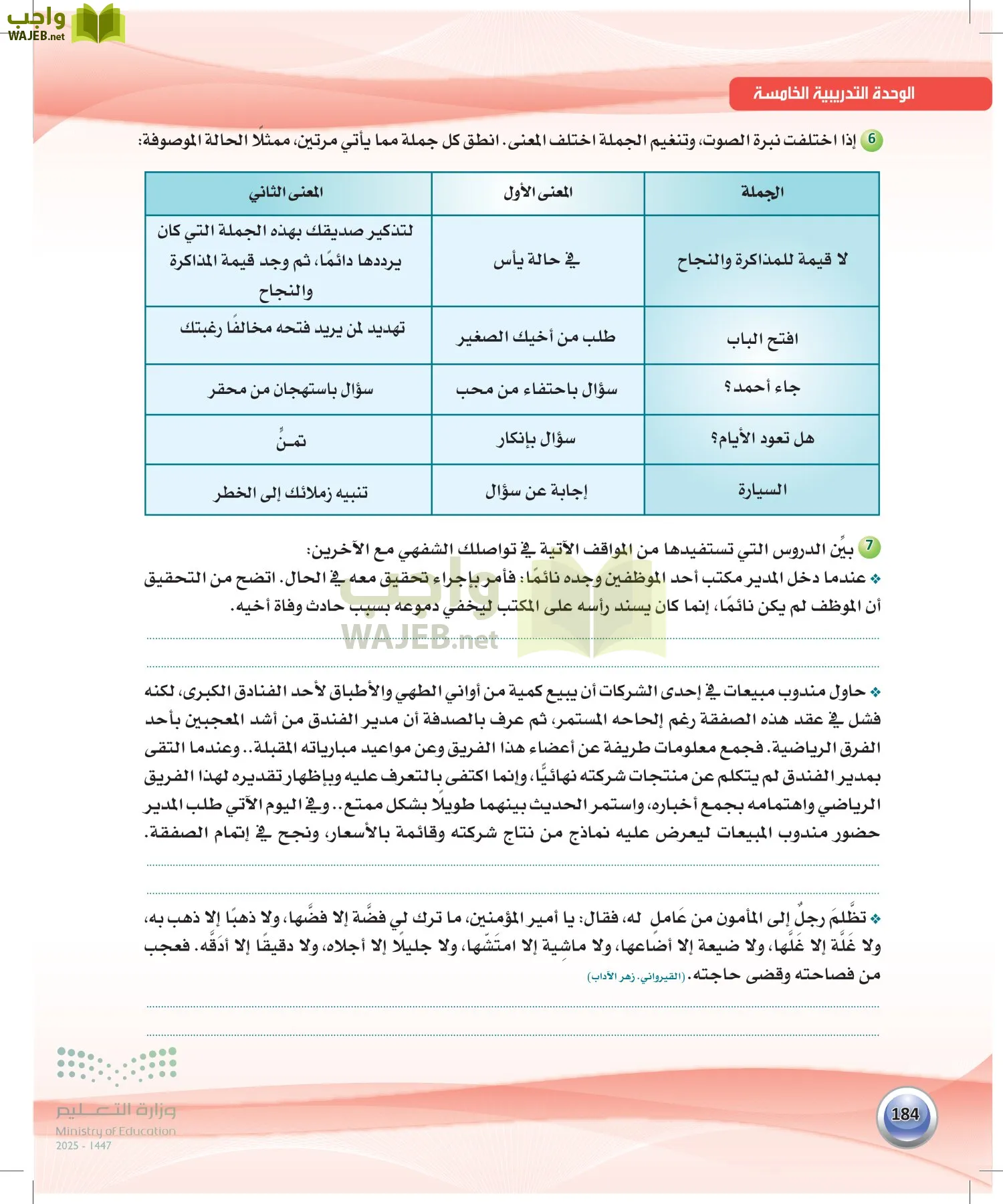 اللغة العربية 2 مقررات الكفايات اللغوية page-183