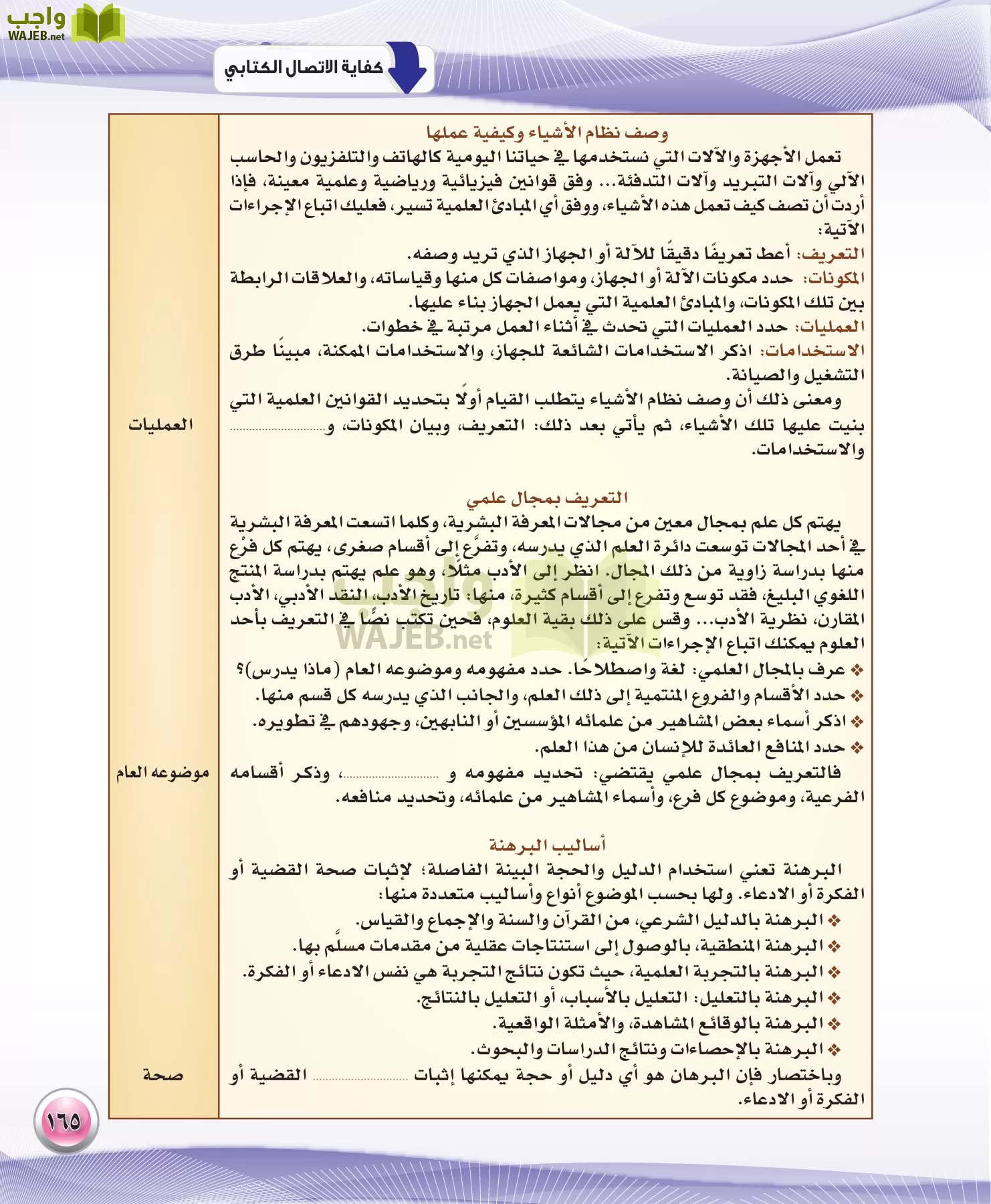 اللغة العربية 3 مقررات الكفايات اللغوية page-165