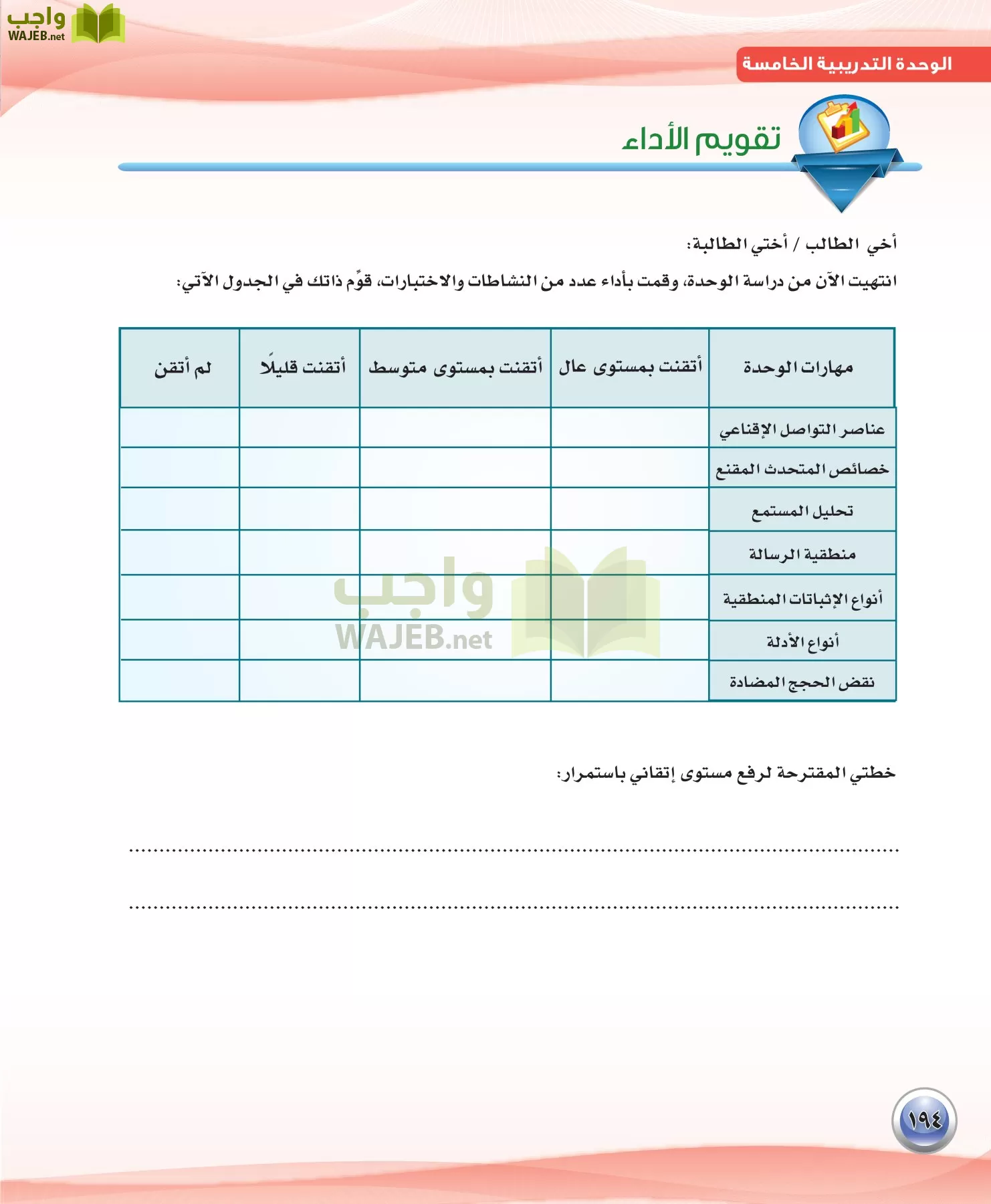 اللغة العربية 3 مقررات الكفايات اللغوية page-194