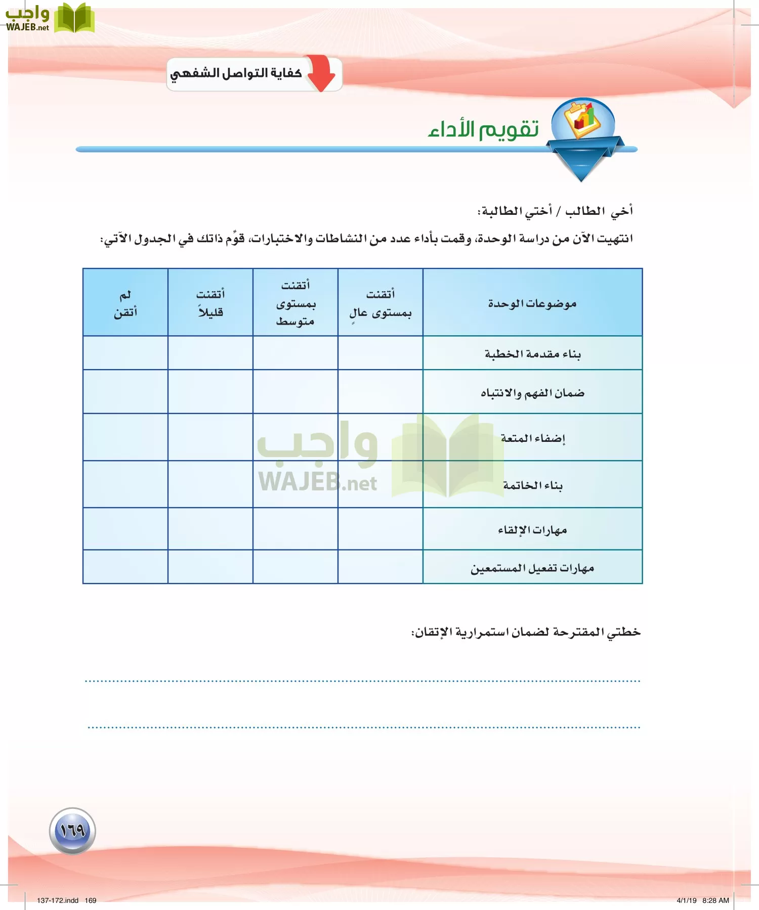 اللغة العربية 4 مقررات الكفايات اللغوية page-169