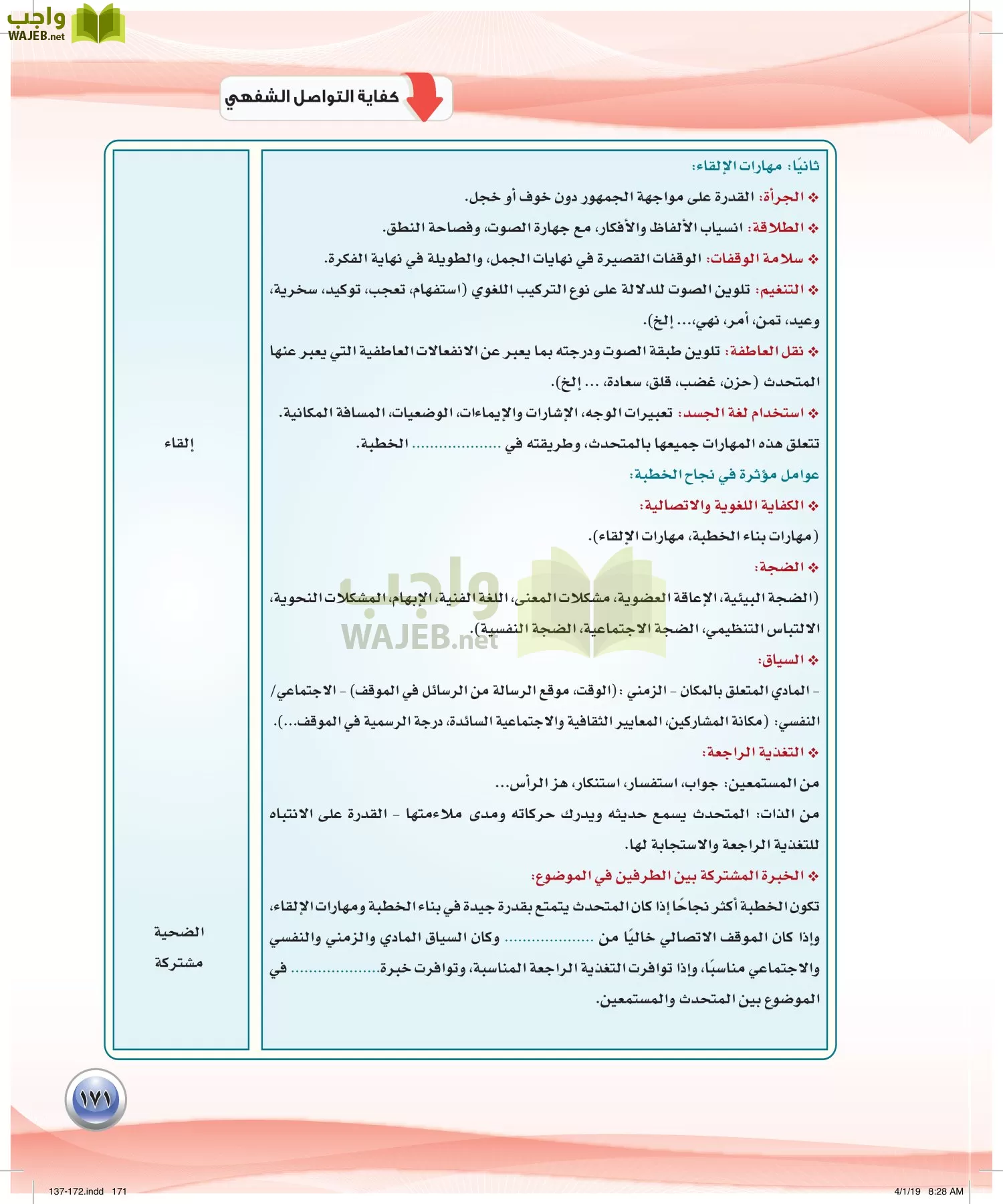 اللغة العربية 4 مقررات الكفايات اللغوية page-171