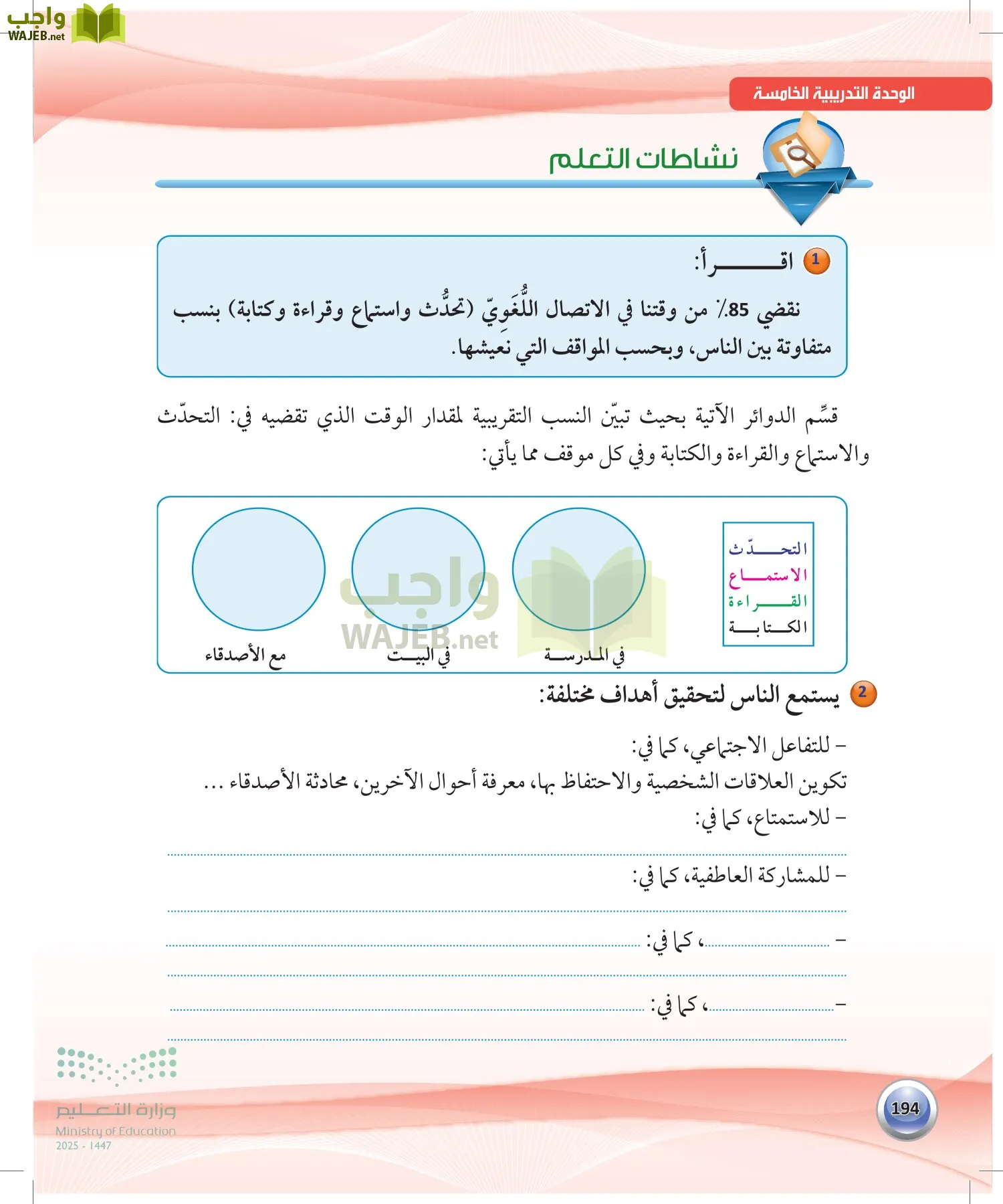 اللغة العربية 1 مقررات الكفايات اللغوية page-193