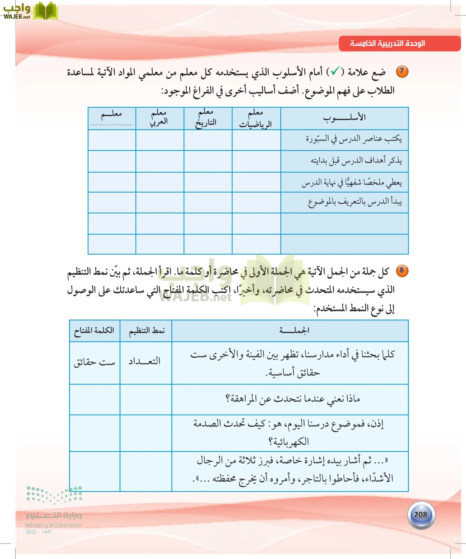 اللغة العربية 1 مقررات الكفايات اللغوية page-207