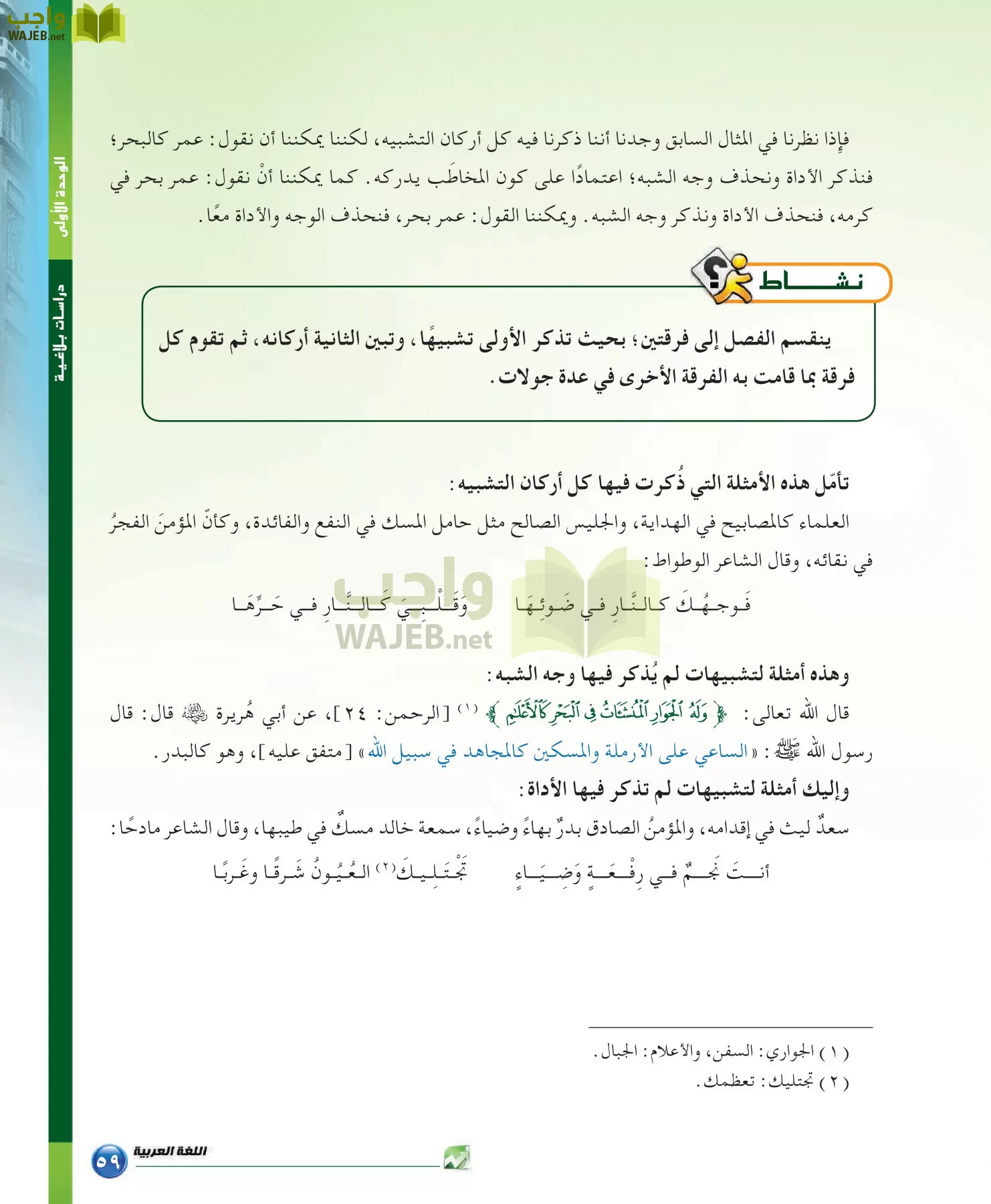 اللغة العربية 6 مقررات الدراسات البلاغية والنقدية page-59