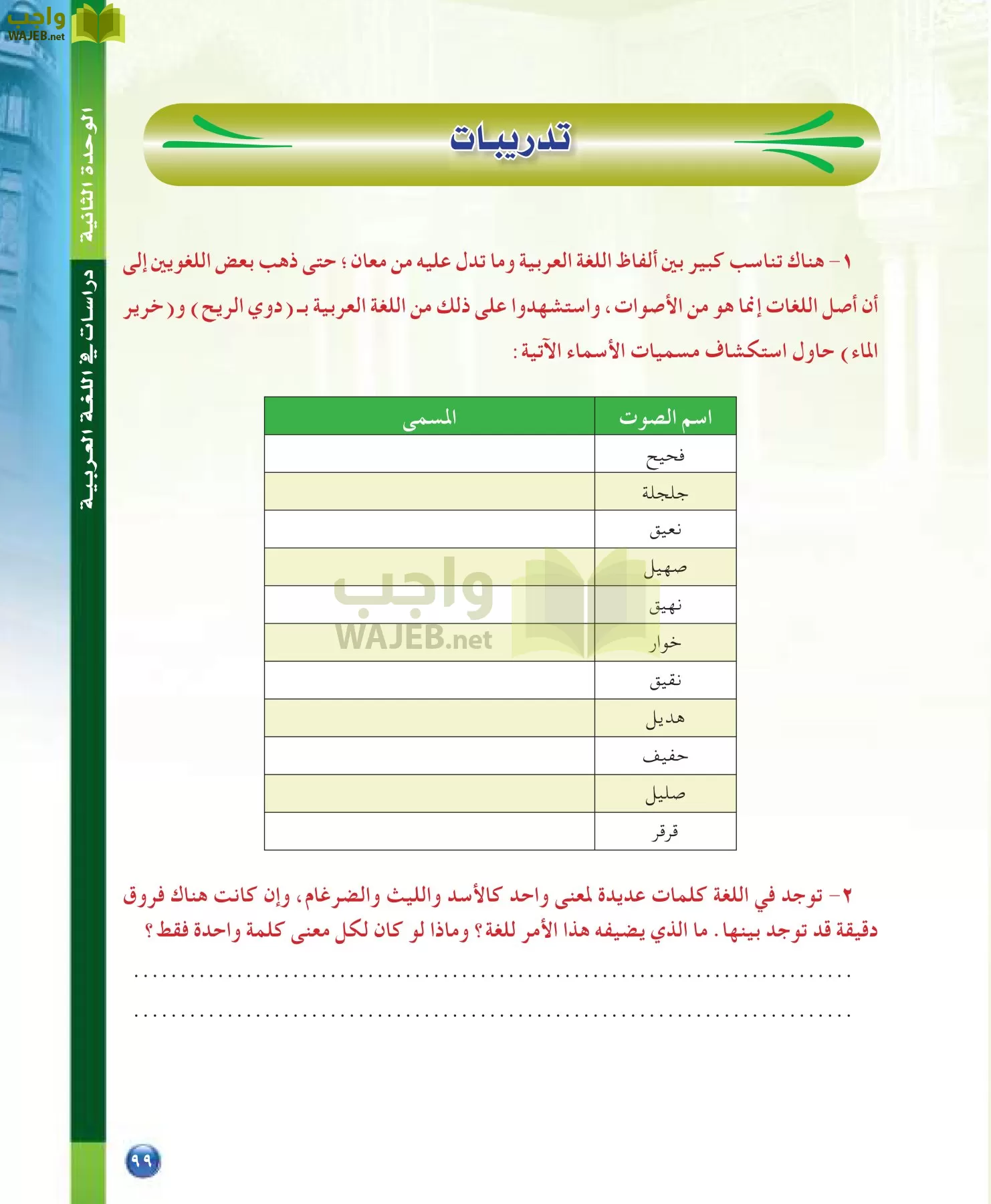 اللغة العربية 7 مقررات الدراسات اللغوية page-99