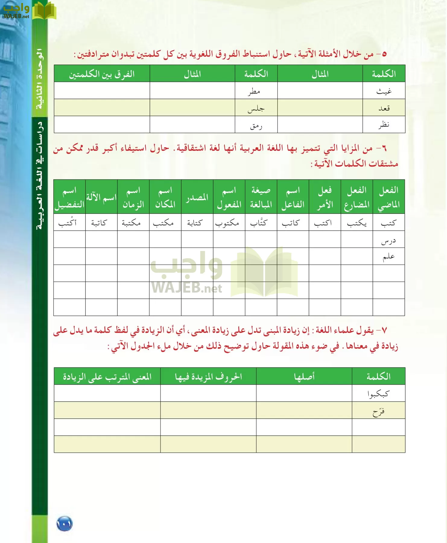 اللغة العربية 7 مقررات الدراسات اللغوية page-101