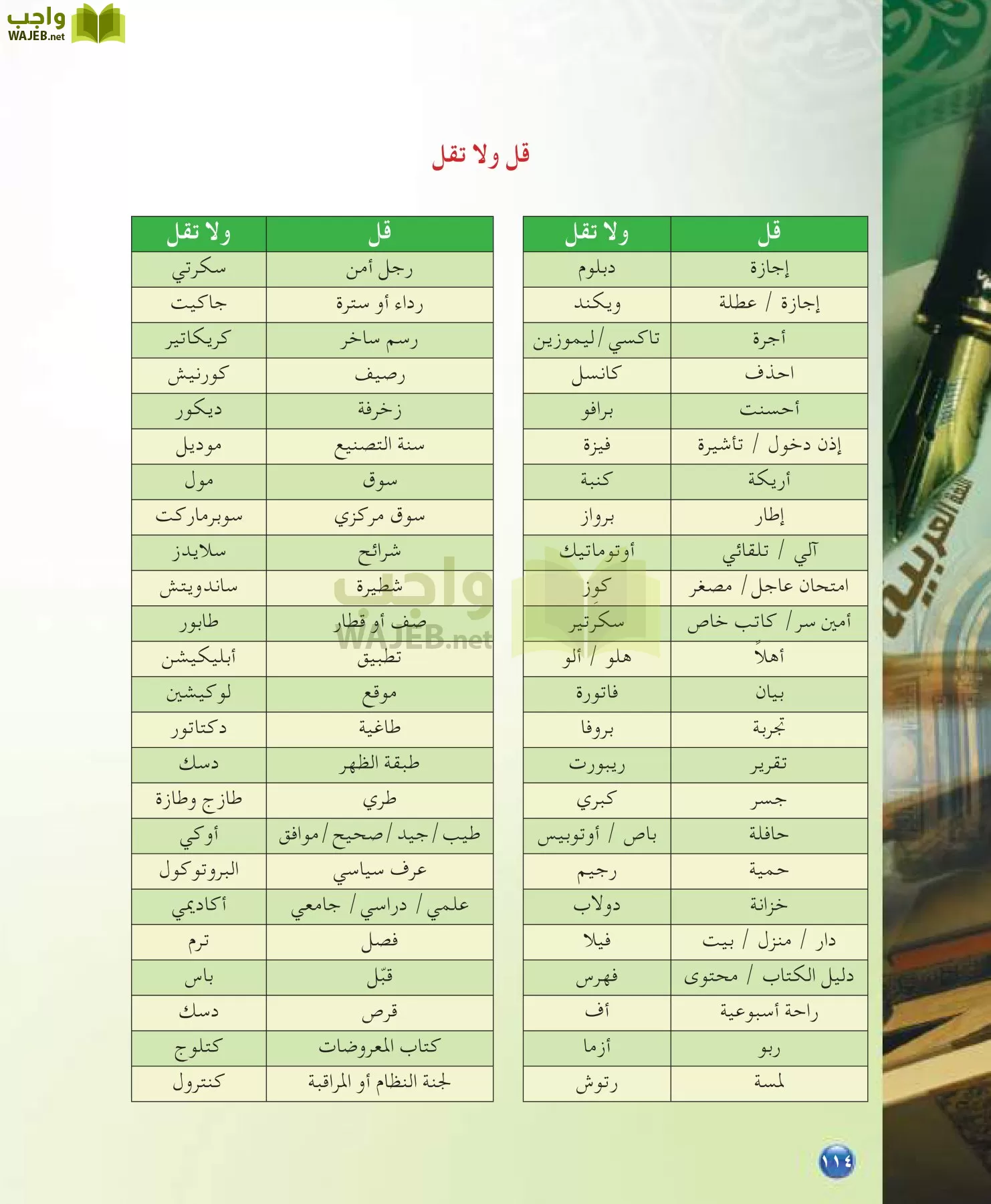 اللغة العربية 7 مقررات الدراسات اللغوية page-114