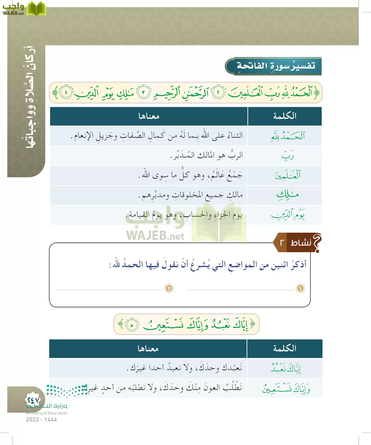 الدراسات الإسلامية (التوحيد- الحديث والسيرة - الفقه والسلوك) page-246