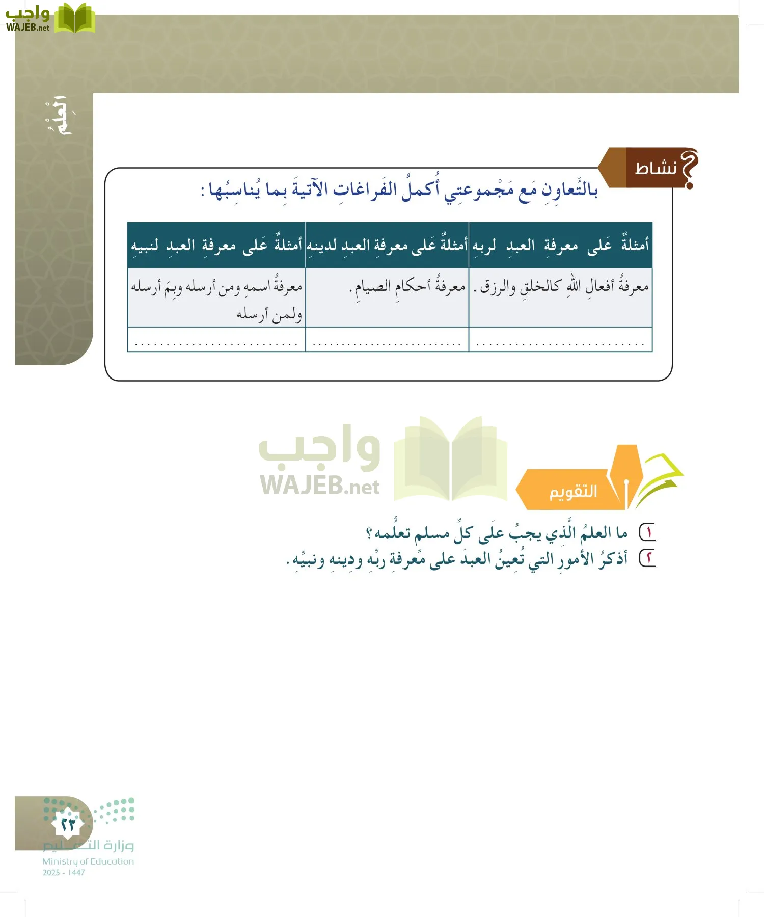 الدراسات الإسلامية (التوحيد- الحديث والسيرة - الفقه والسلوك) page-22