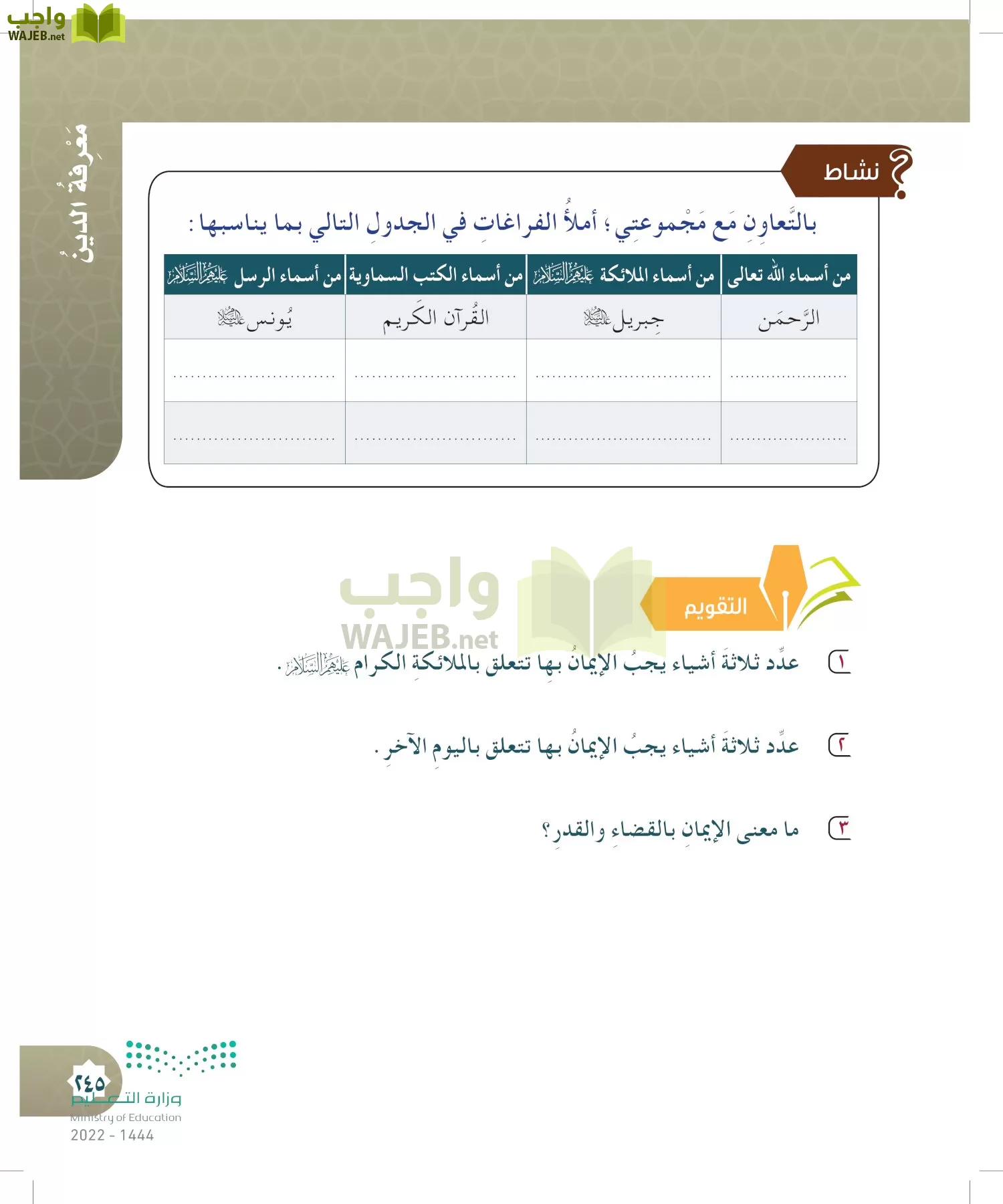 الدراسات الإسلامية (التوحيد- الحديث والسيرة - الفقه والسلوك) page-244