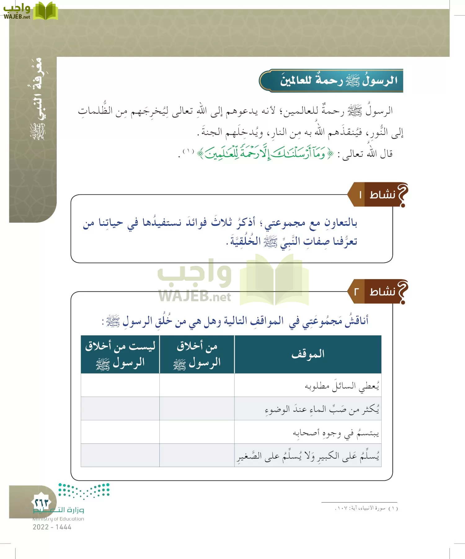 الدراسات الإسلامية (التوحيد- الحديث والسيرة - الفقه والسلوك) page-262