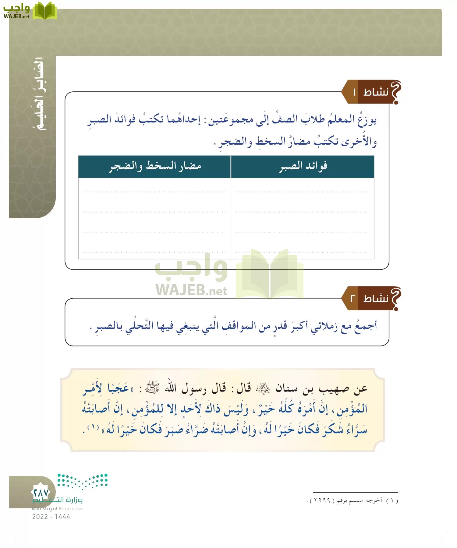 الدراسات الإسلامية (التوحيد- الحديث والسيرة - الفقه والسلوك) page-286