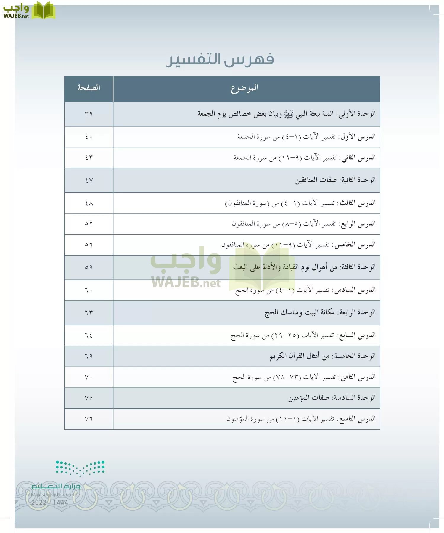 الدراسات الإسلامية (التوحيد-التفسير - الحديث -الفقه) page-7