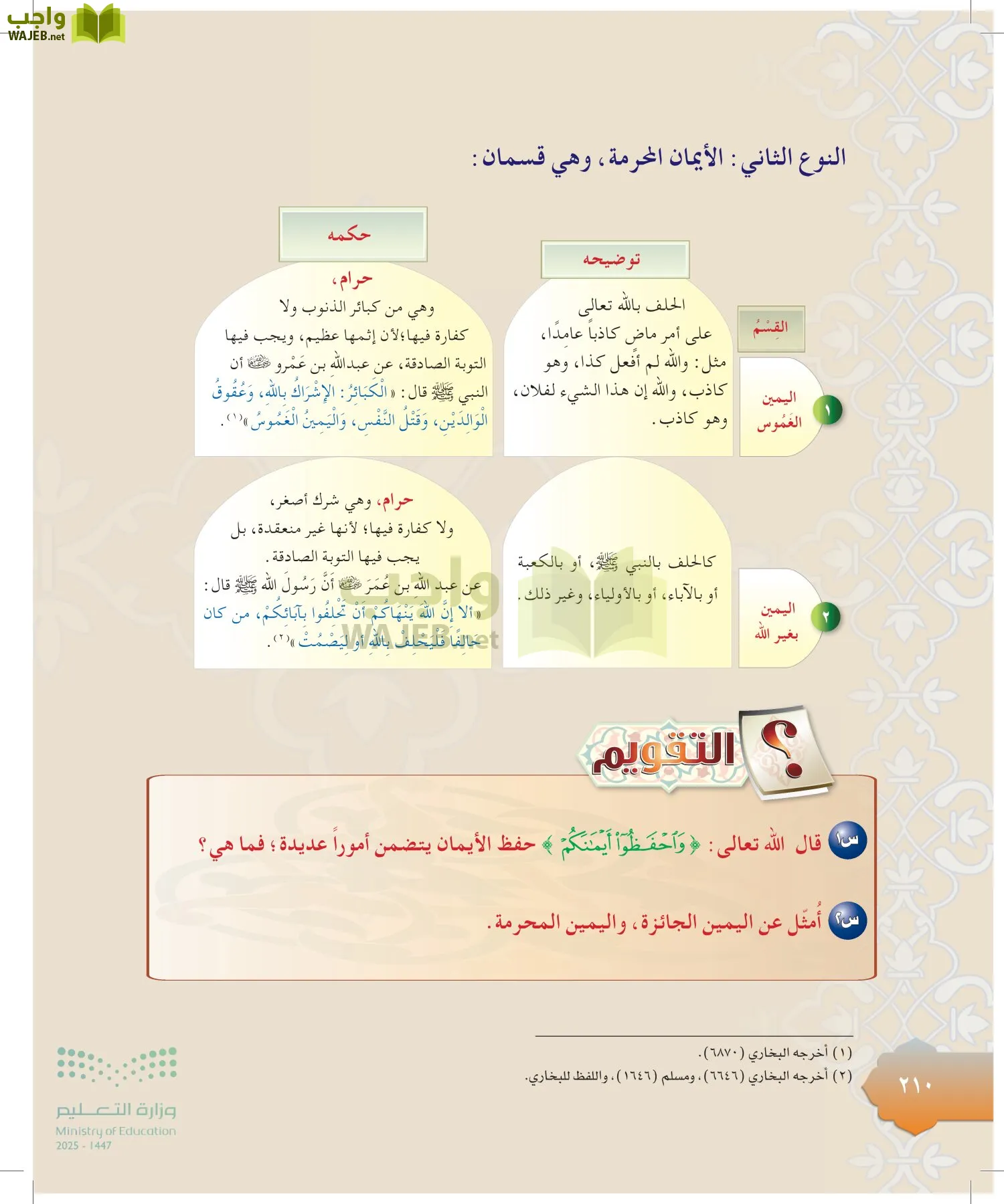 الدراسات الإسلامية (التوحيد-التفسير - الحديث -الفقه) page-209