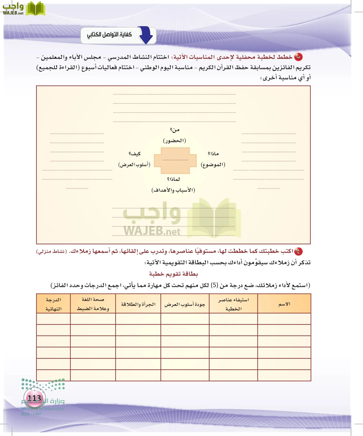 اللغة العربية الكفايات اللغوية2-2 الفصل الثاني page-112