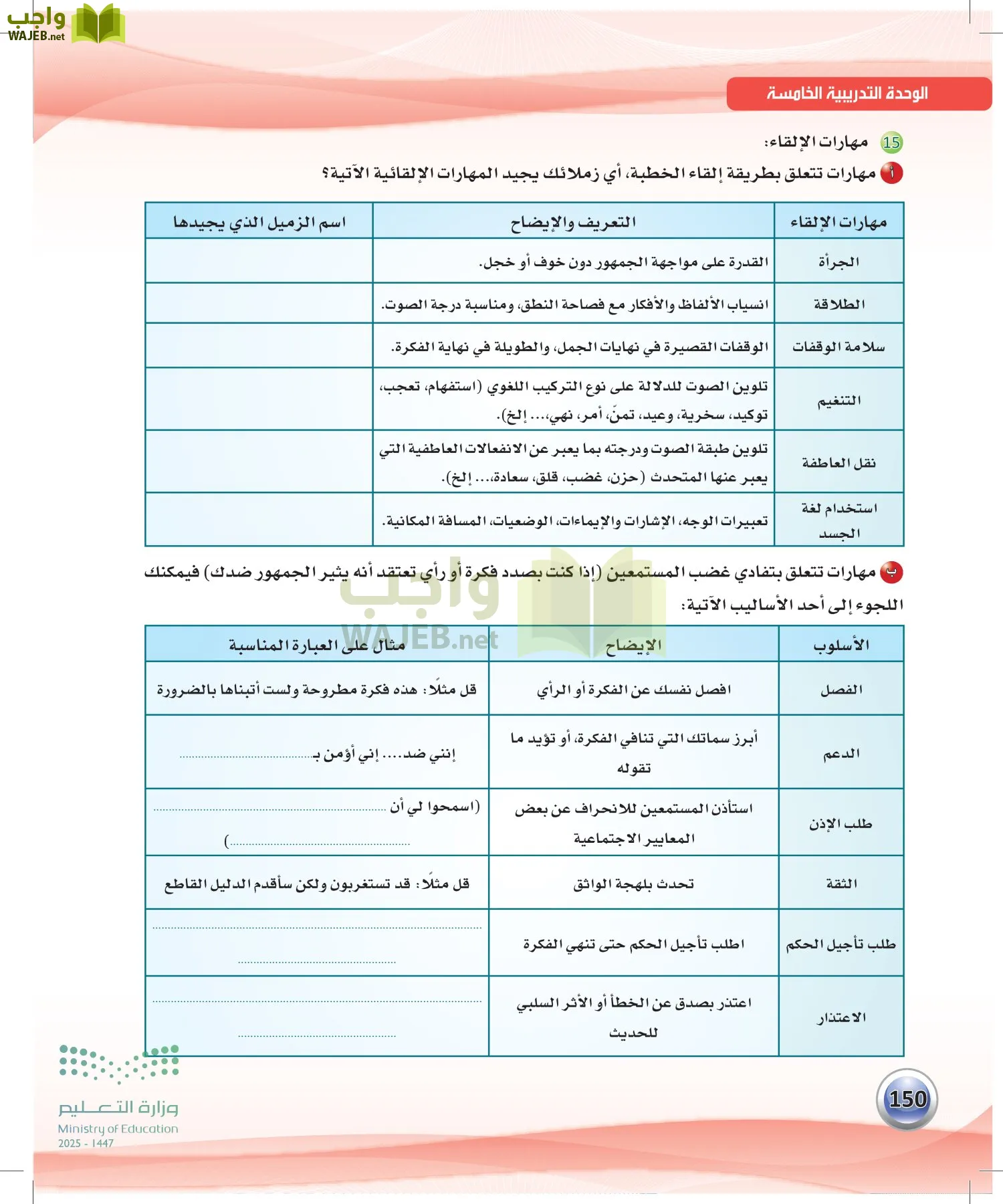 اللغة العربية الكفايات اللغوية2-2 الفصل الثاني page-149