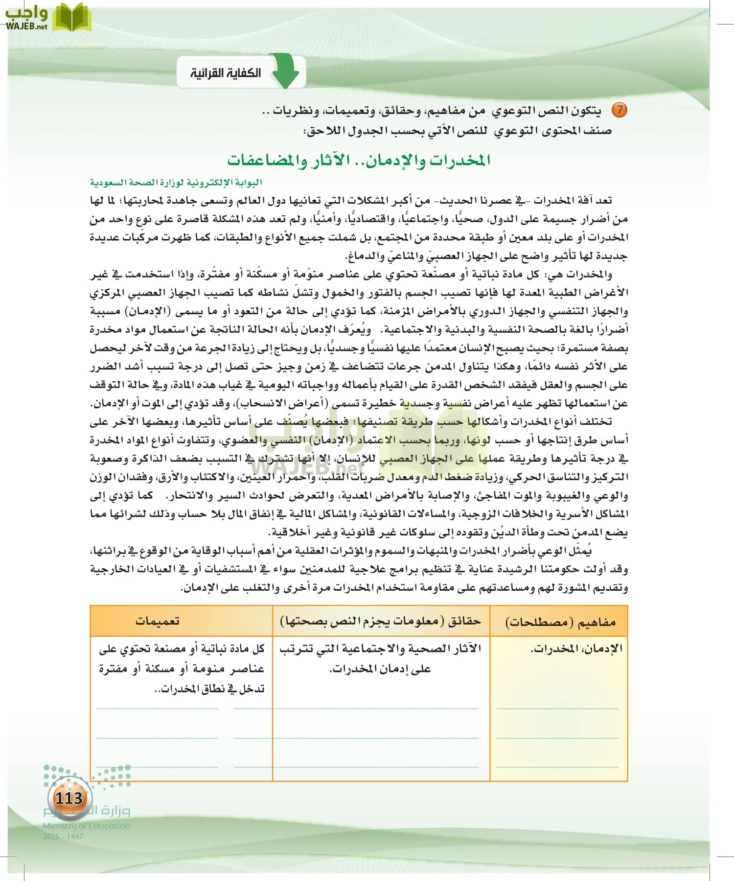 اللغة العربية الكفايات اللغوية2-1 الفصل الأول page-112