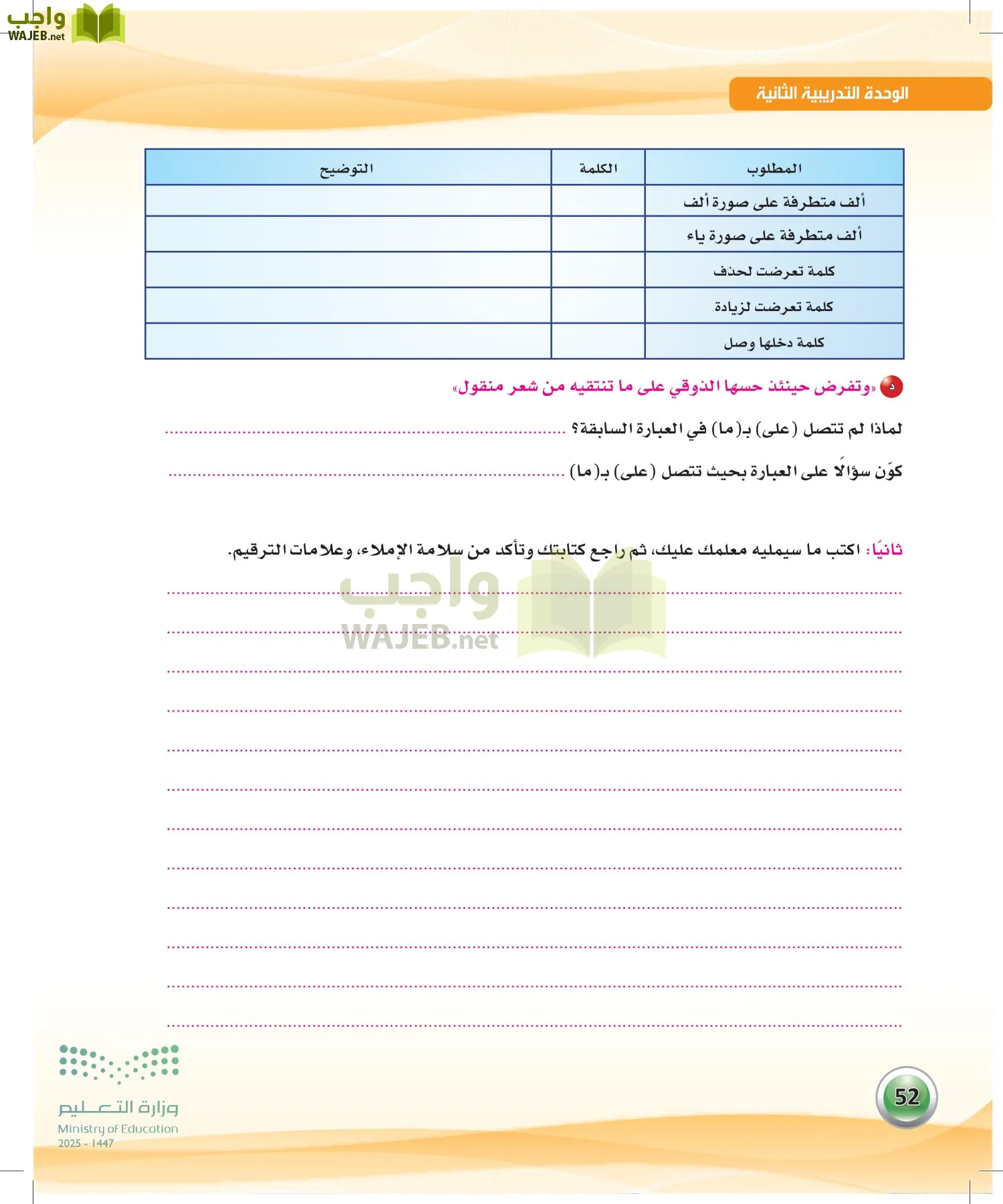 اللغة العربية الكفايات اللغوية2-2 الفصل الثاني page-51
