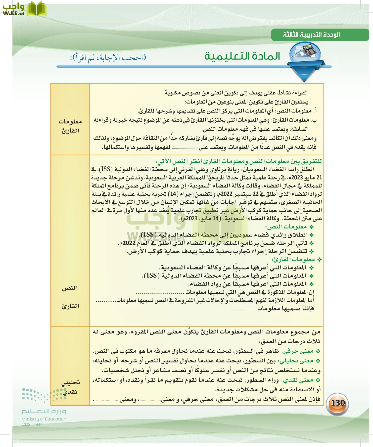 اللغة العربية الكفايات اللغوية2-1 الفصل الأول page-129