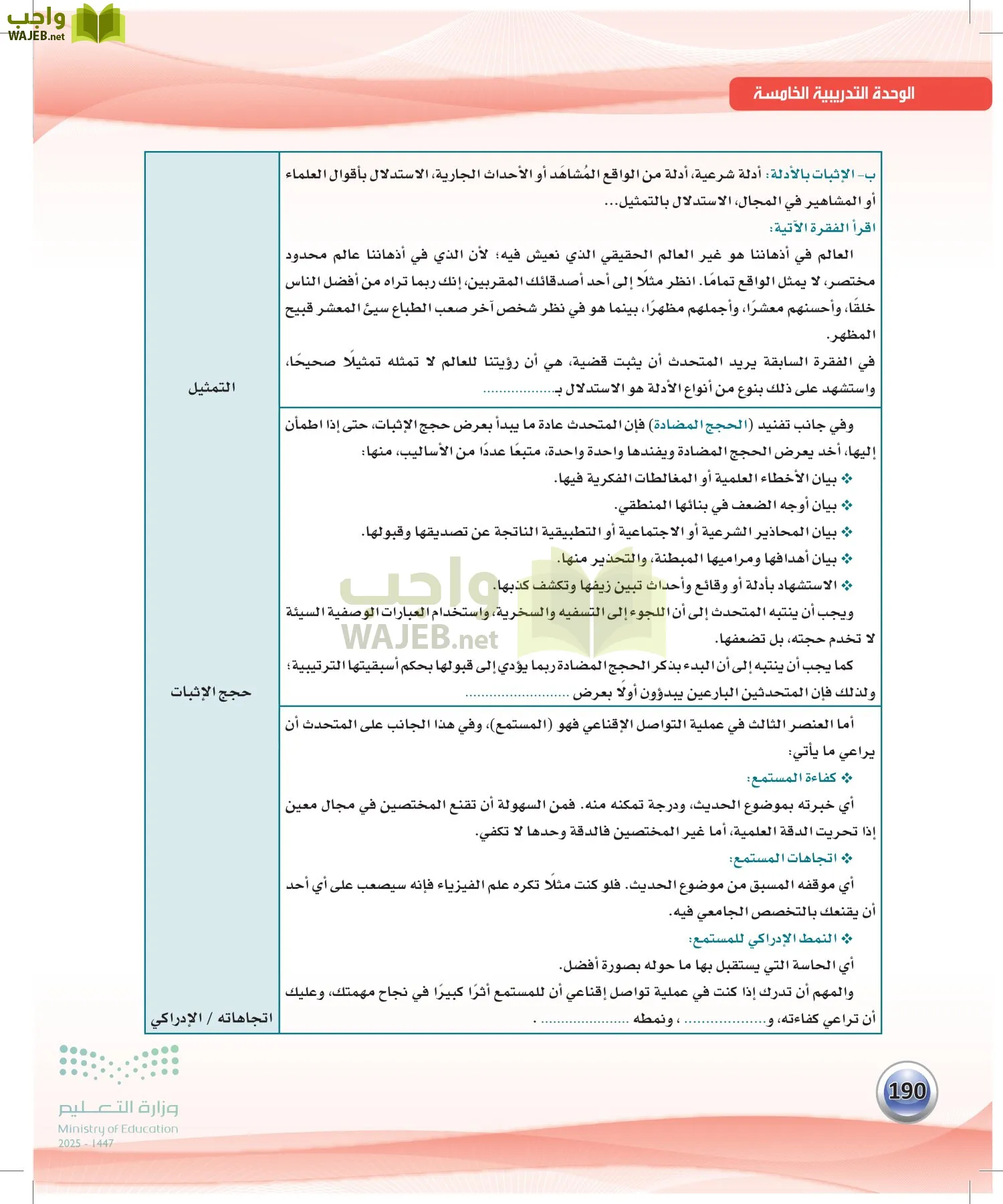 اللغة العربية الكفايات اللغوية2-1 الفصل الأول page-189