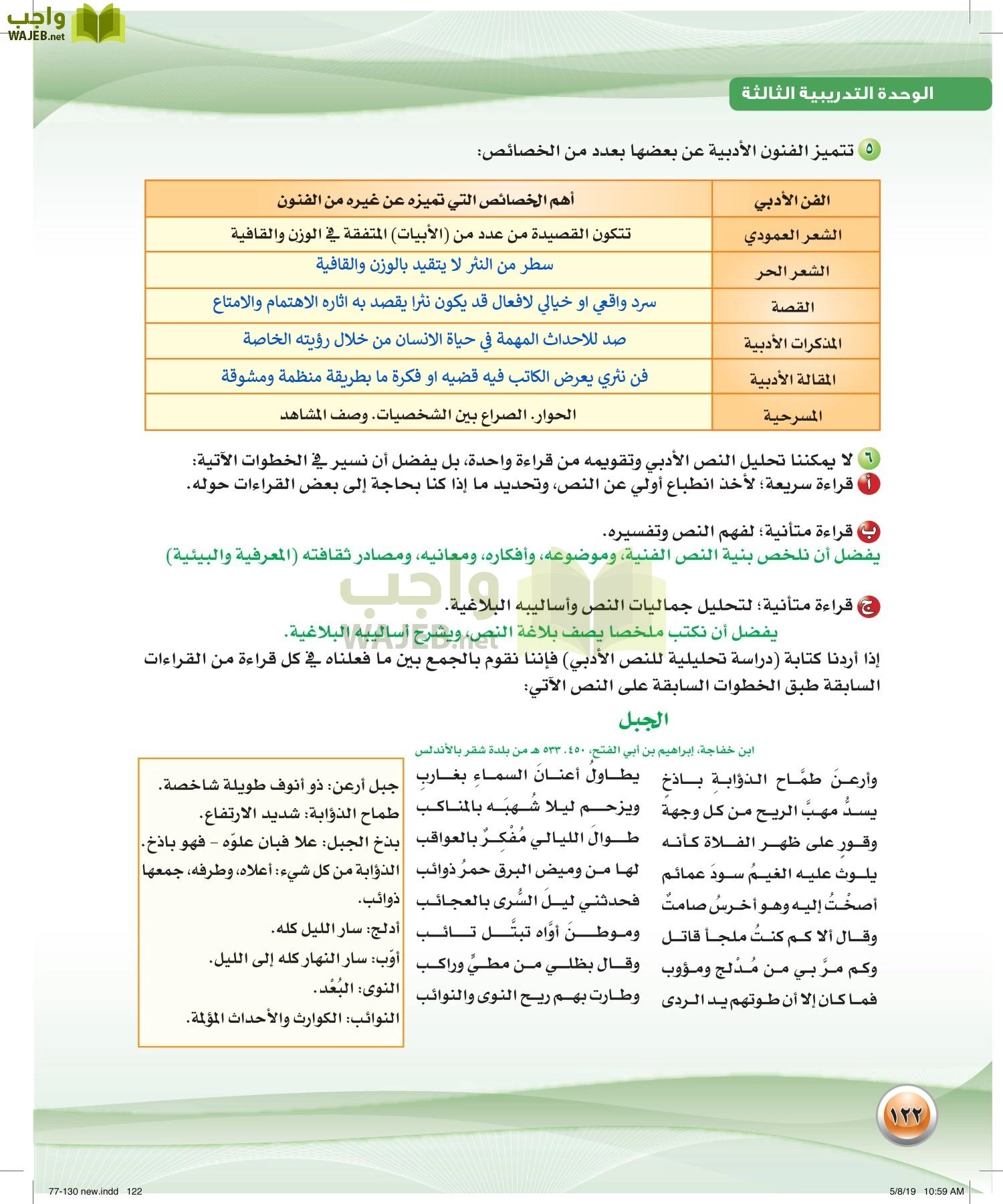 اللغة العربية 2 مقررات الكفايات اللغوية page-122