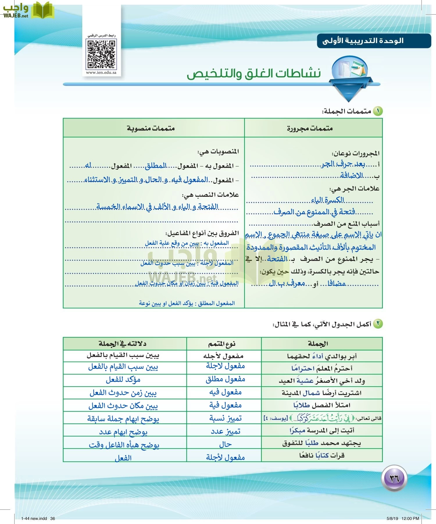 اللغة العربية 2 مقررات الكفايات اللغوية page-36