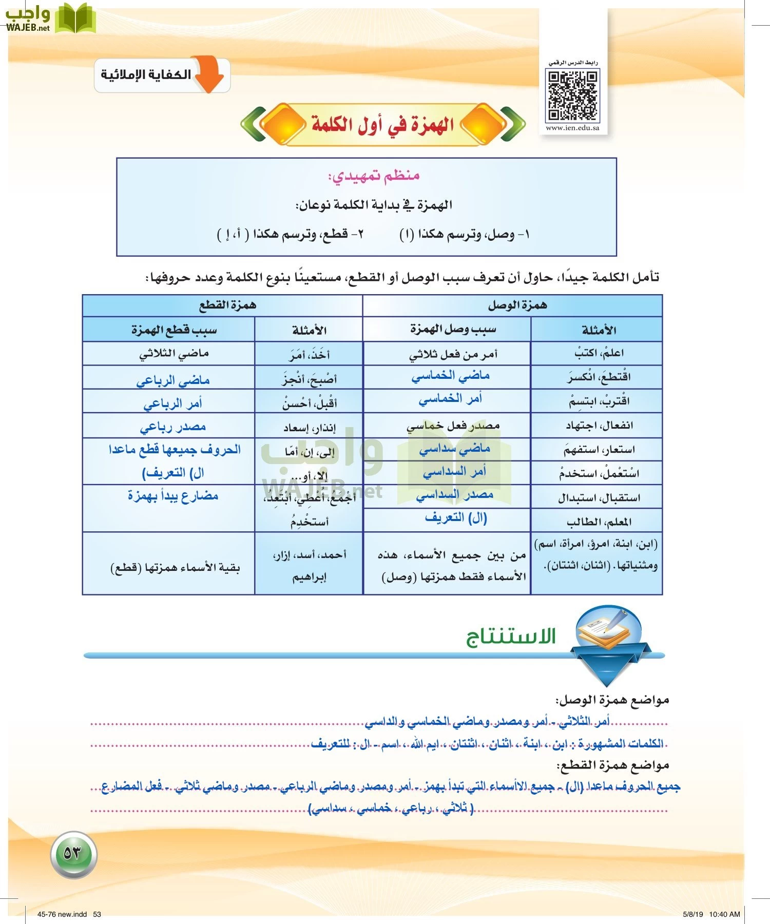 اللغة العربية 2 مقررات الكفايات اللغوية page-53