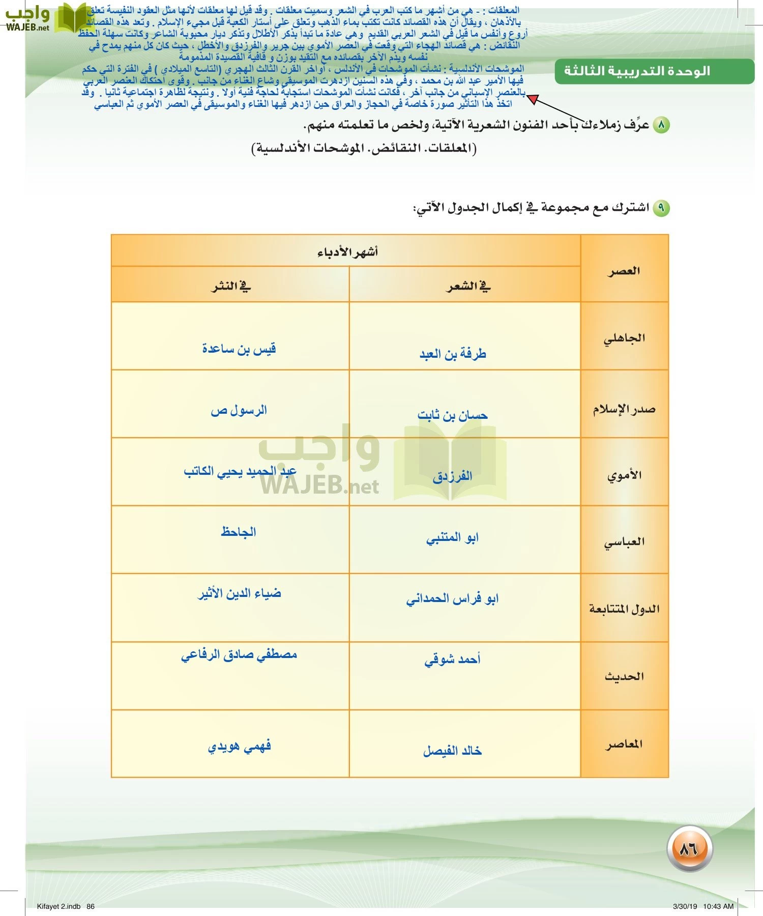 اللغة العربية 2 مقررات الكفايات اللغوية page-86