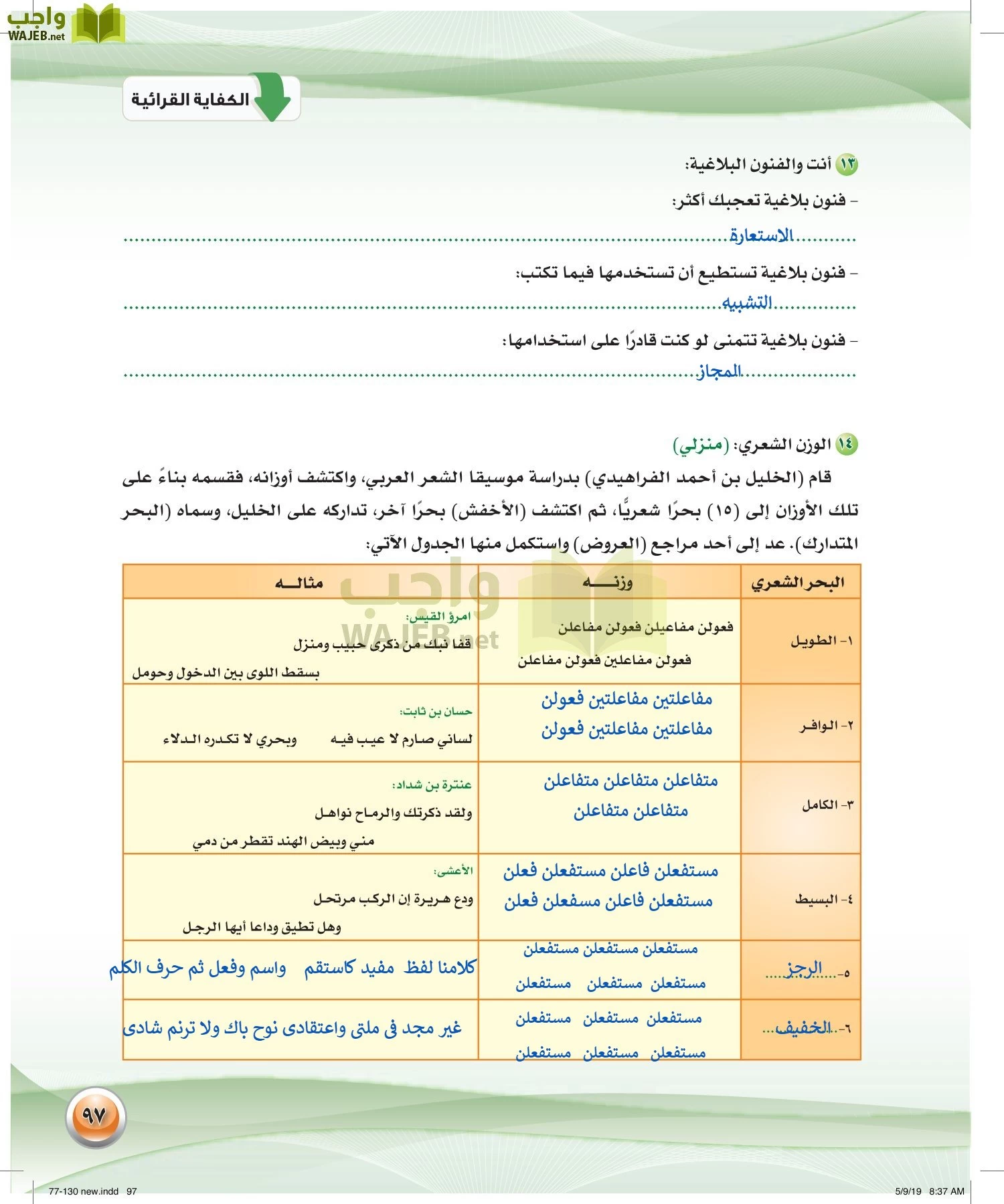 اللغة العربية 2 مقررات الكفايات اللغوية page-97