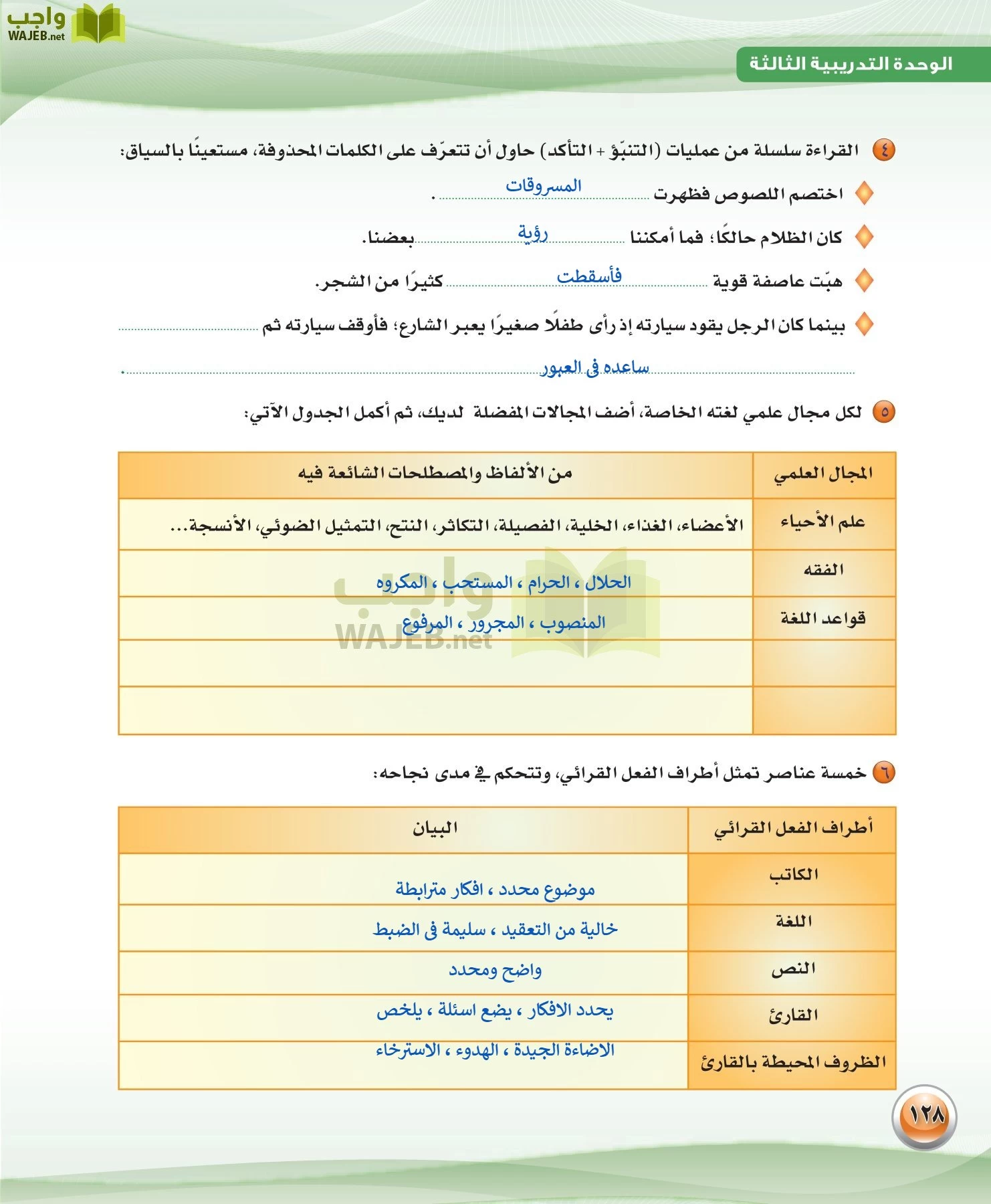 اللغة العربية 3 مقررات الكفايات اللغوية page-128