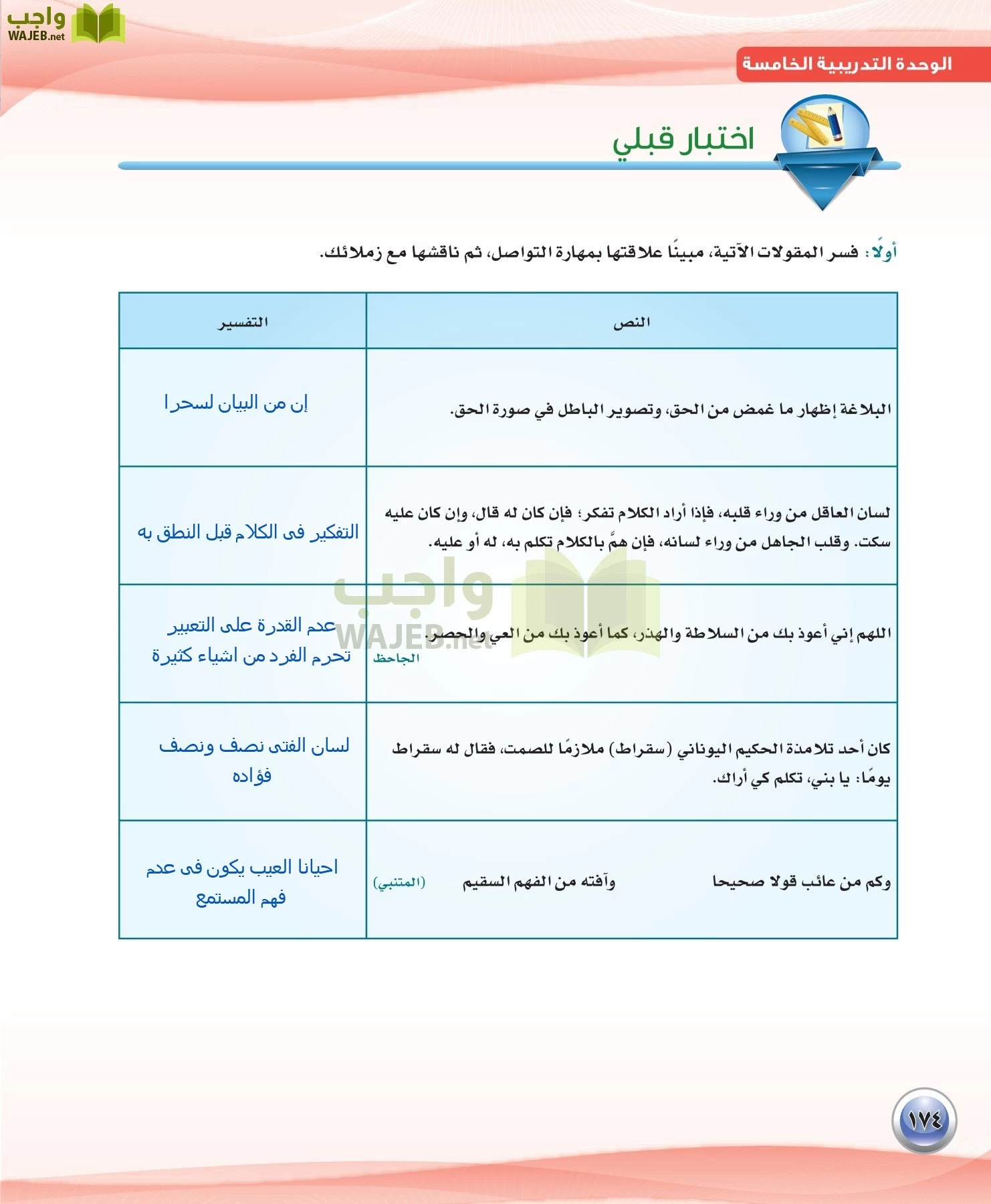 اللغة العربية 3 مقررات الكفايات اللغوية page-174