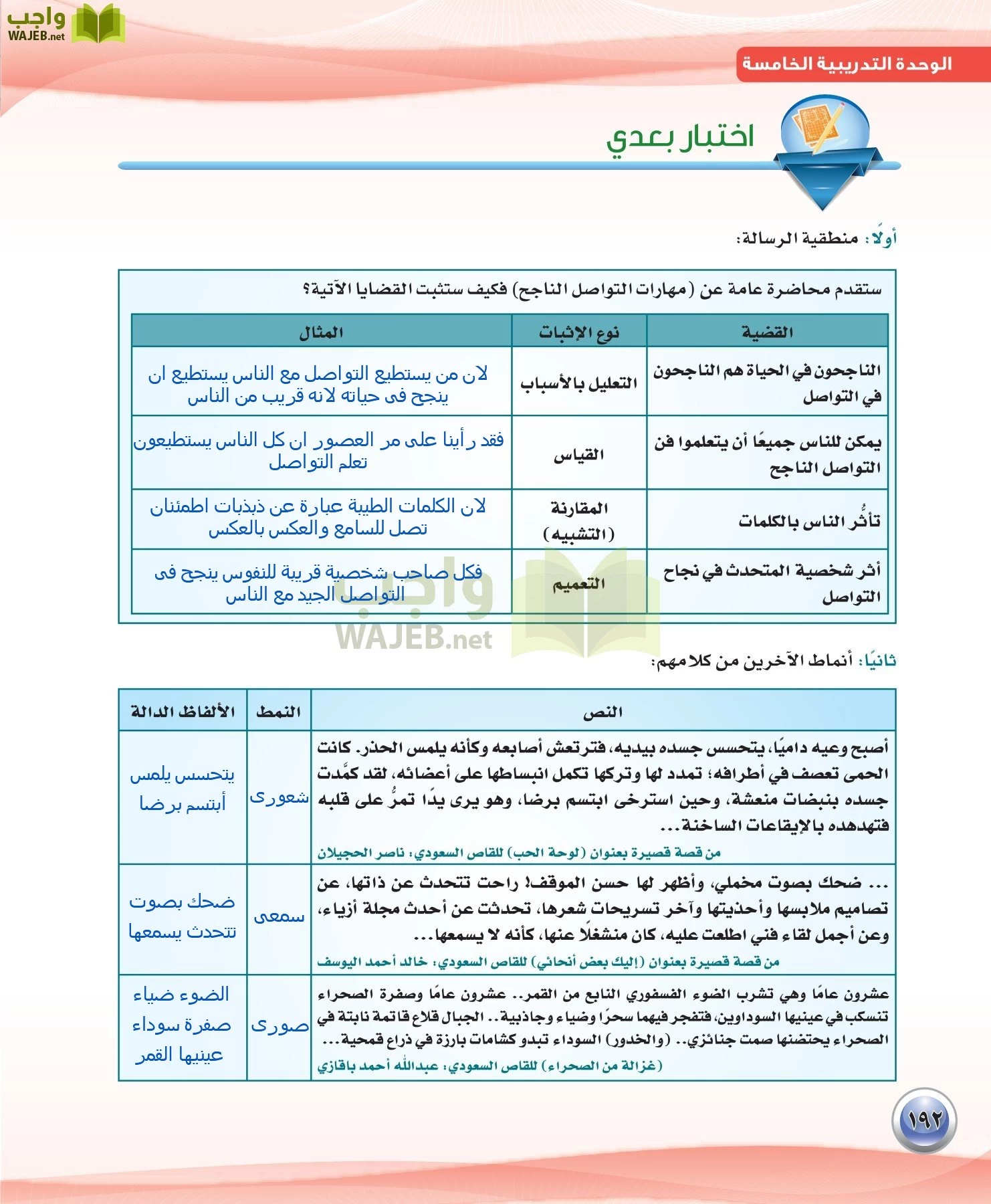 اللغة العربية 3 مقررات الكفايات اللغوية page-192