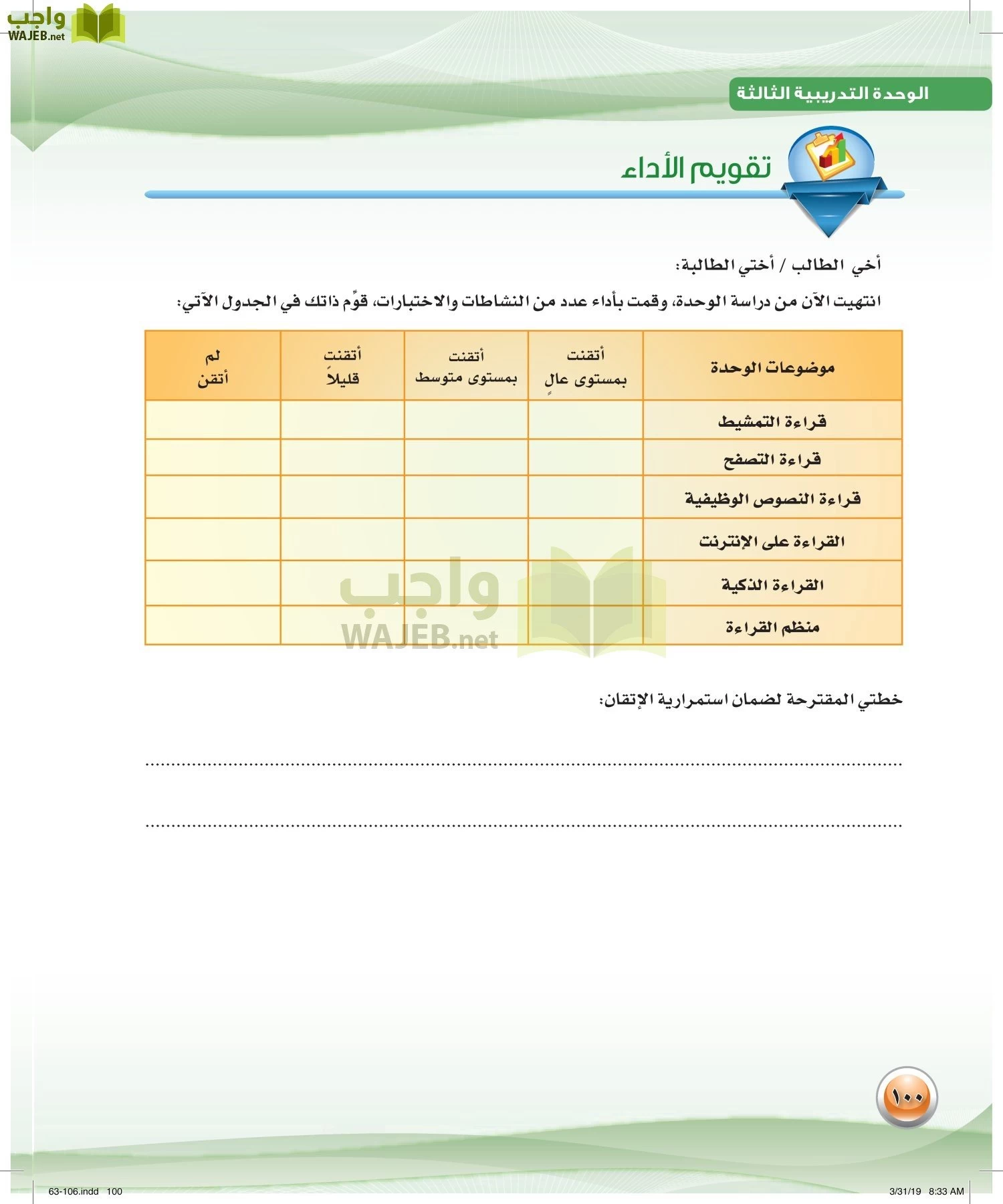 اللغة العربية 4 مقررات الكفايات اللغوية page-100