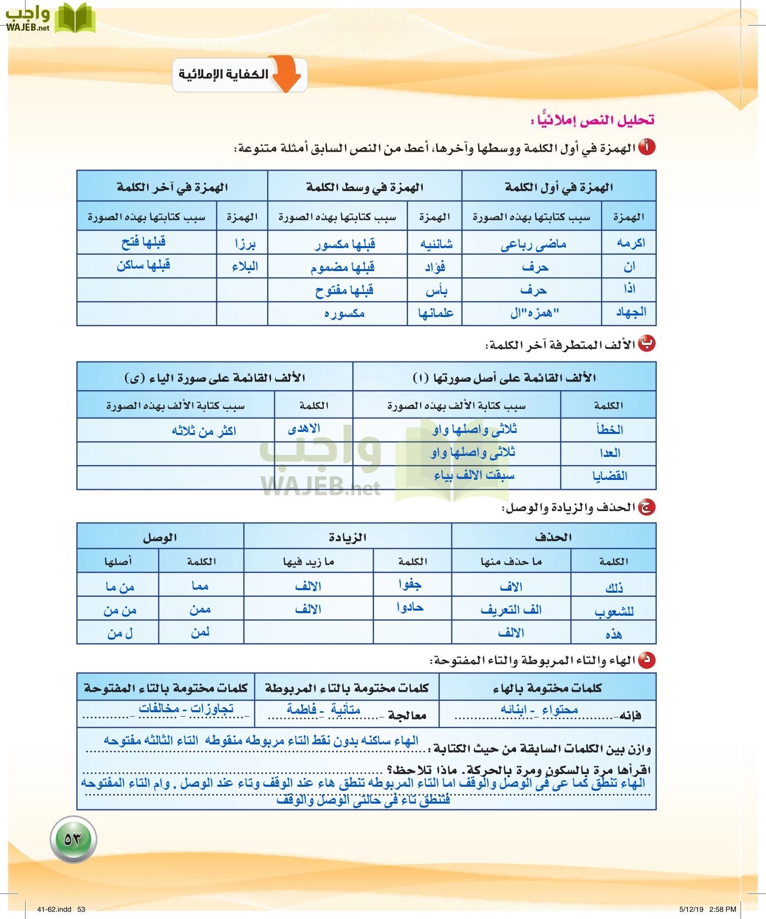 اللغة العربية 4 مقررات الكفايات اللغوية page-53