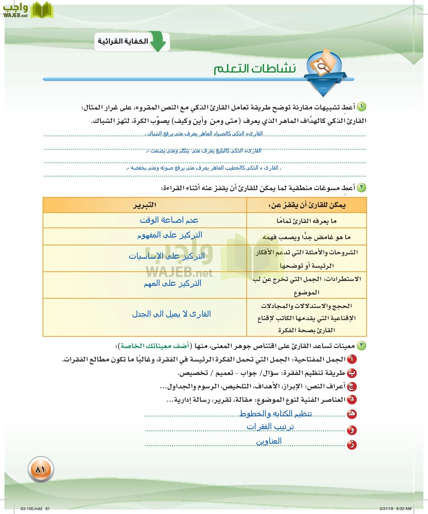 اللغة العربية 4 مقررات الكفايات اللغوية page-81