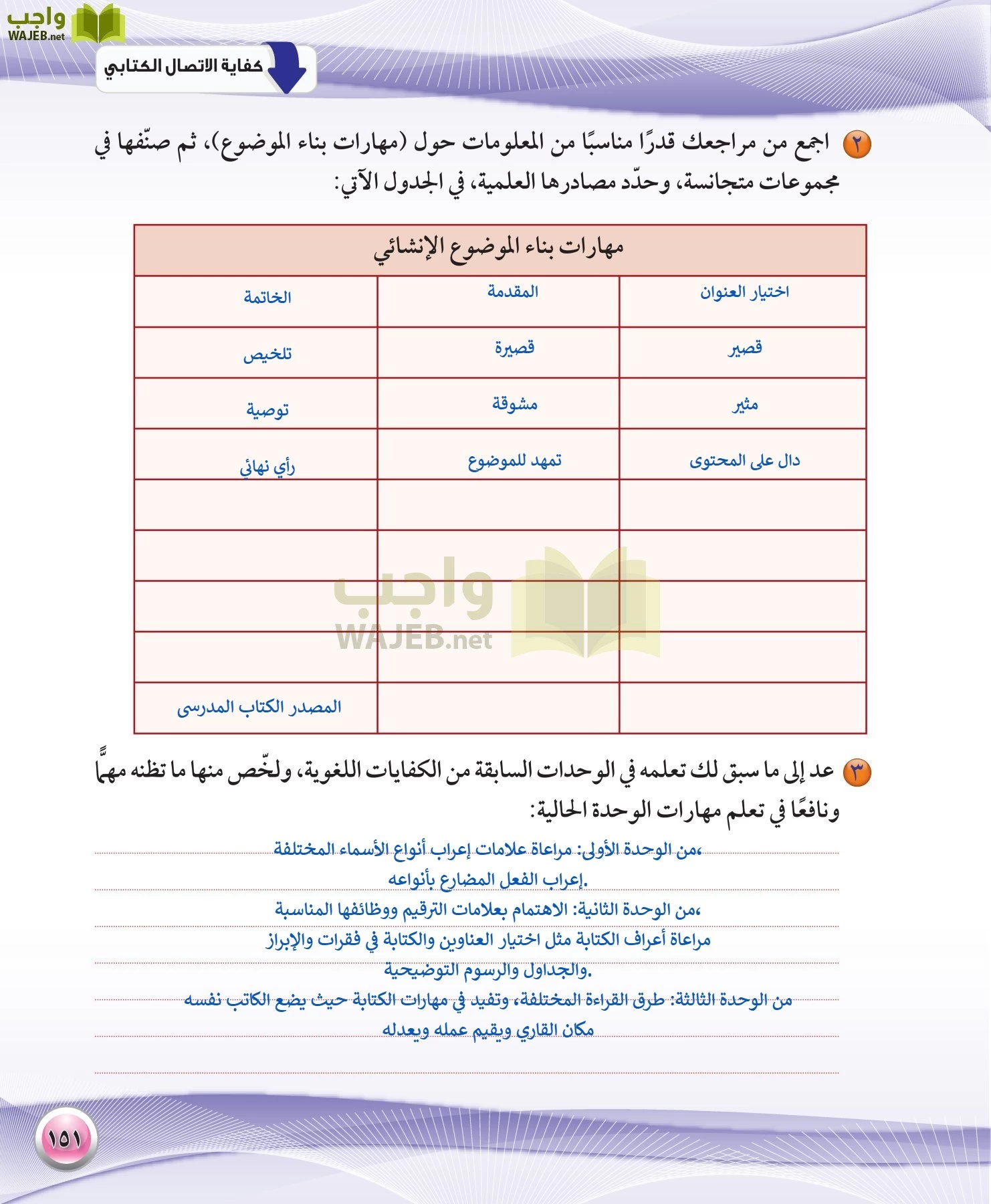 اللغة العربية 1 مقررات الكفايات اللغوية page-151