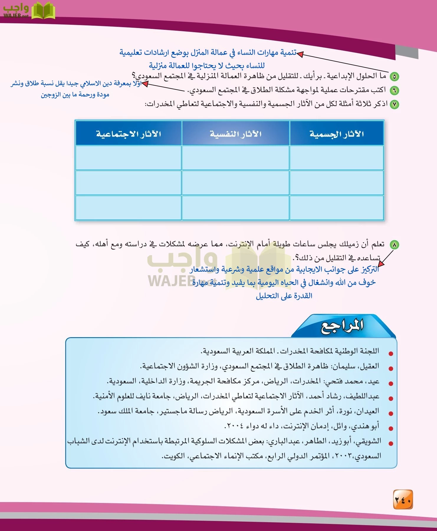 الدراسات النفسية والاجتماعية مقررات page-240