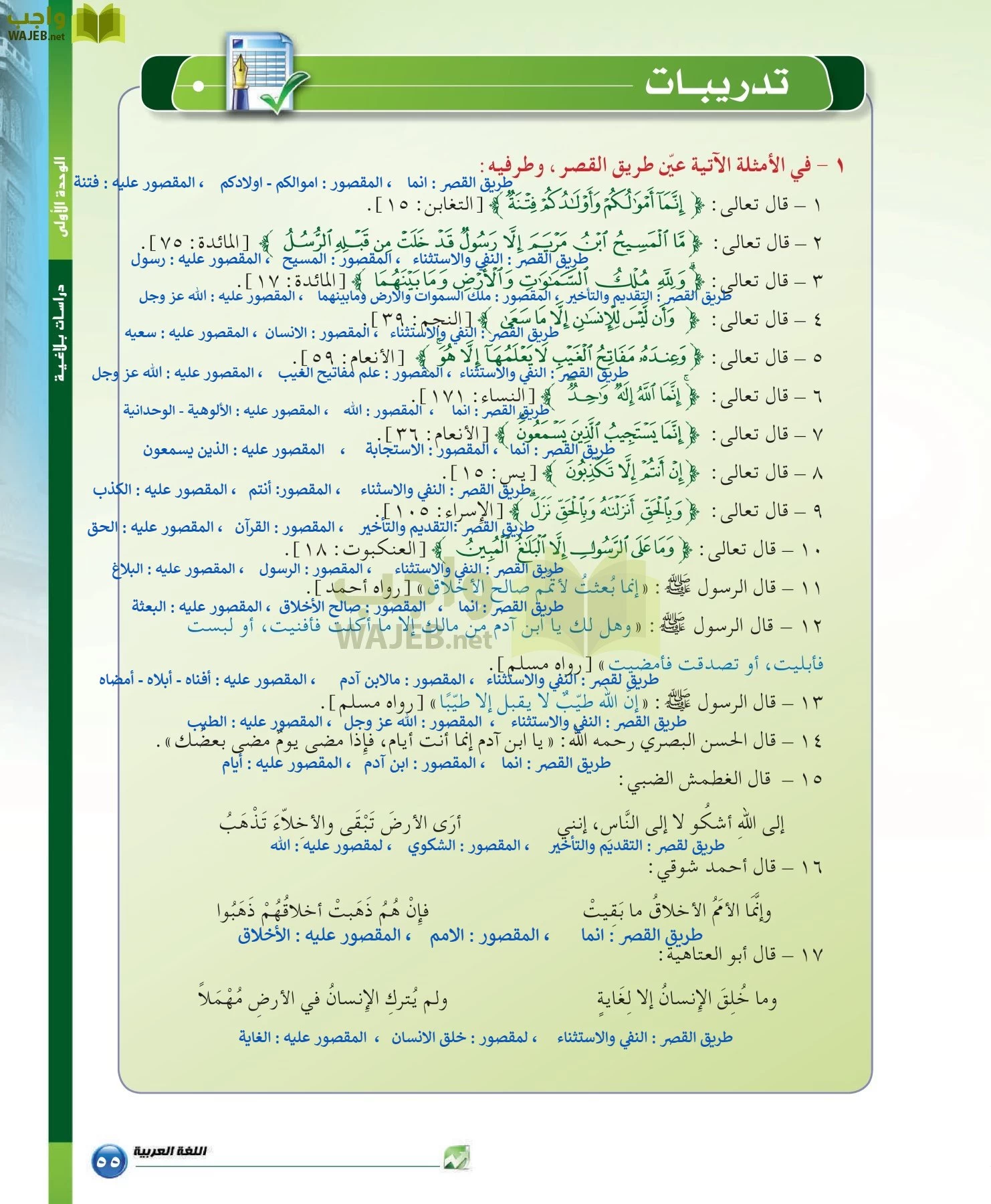 اللغة العربية 6 مقررات الدراسات البلاغية والنقدية page-55