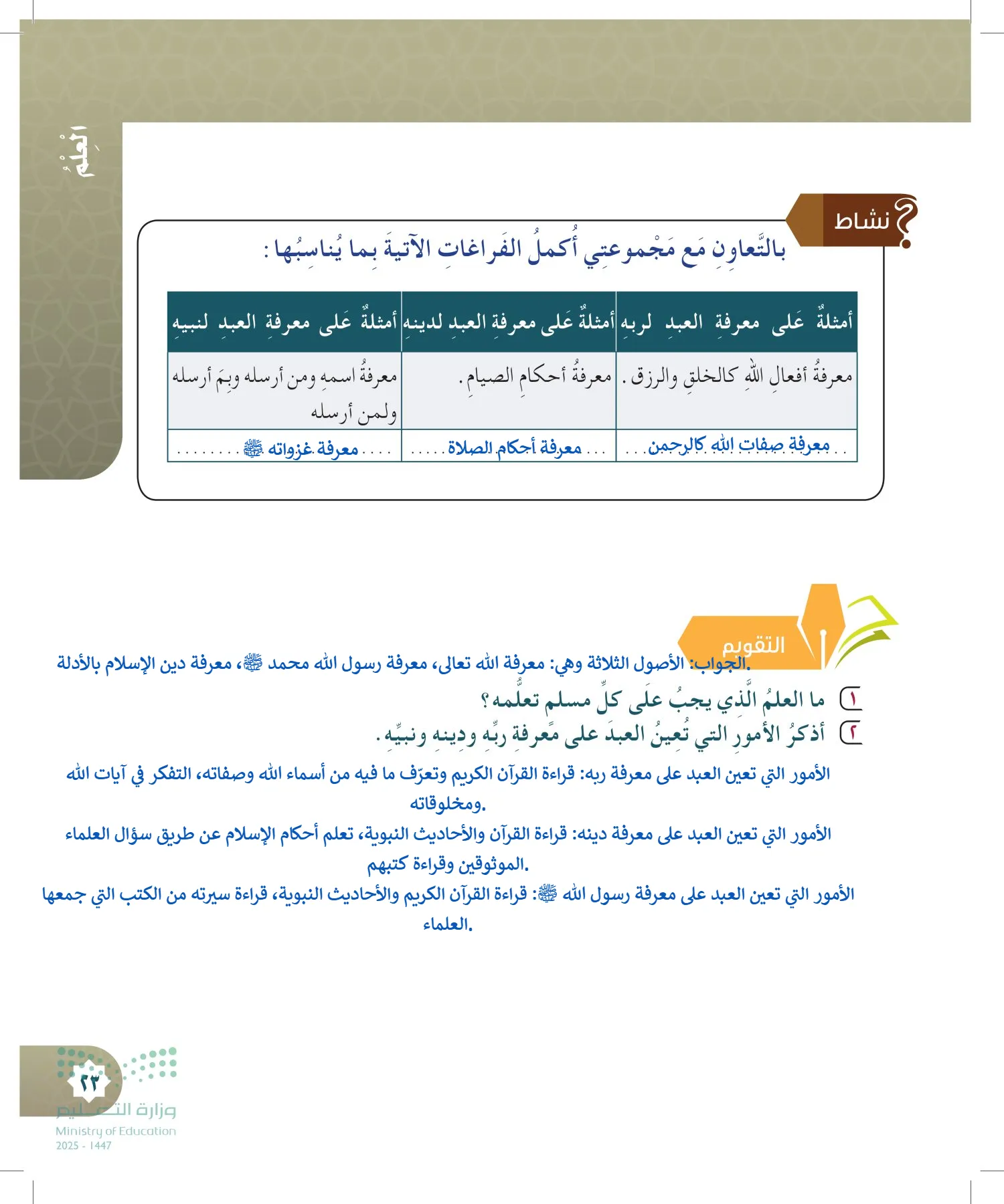 الدراسات الإسلامية (التوحيد- الحديث والسيرة - الفقه والسلوك) page-22